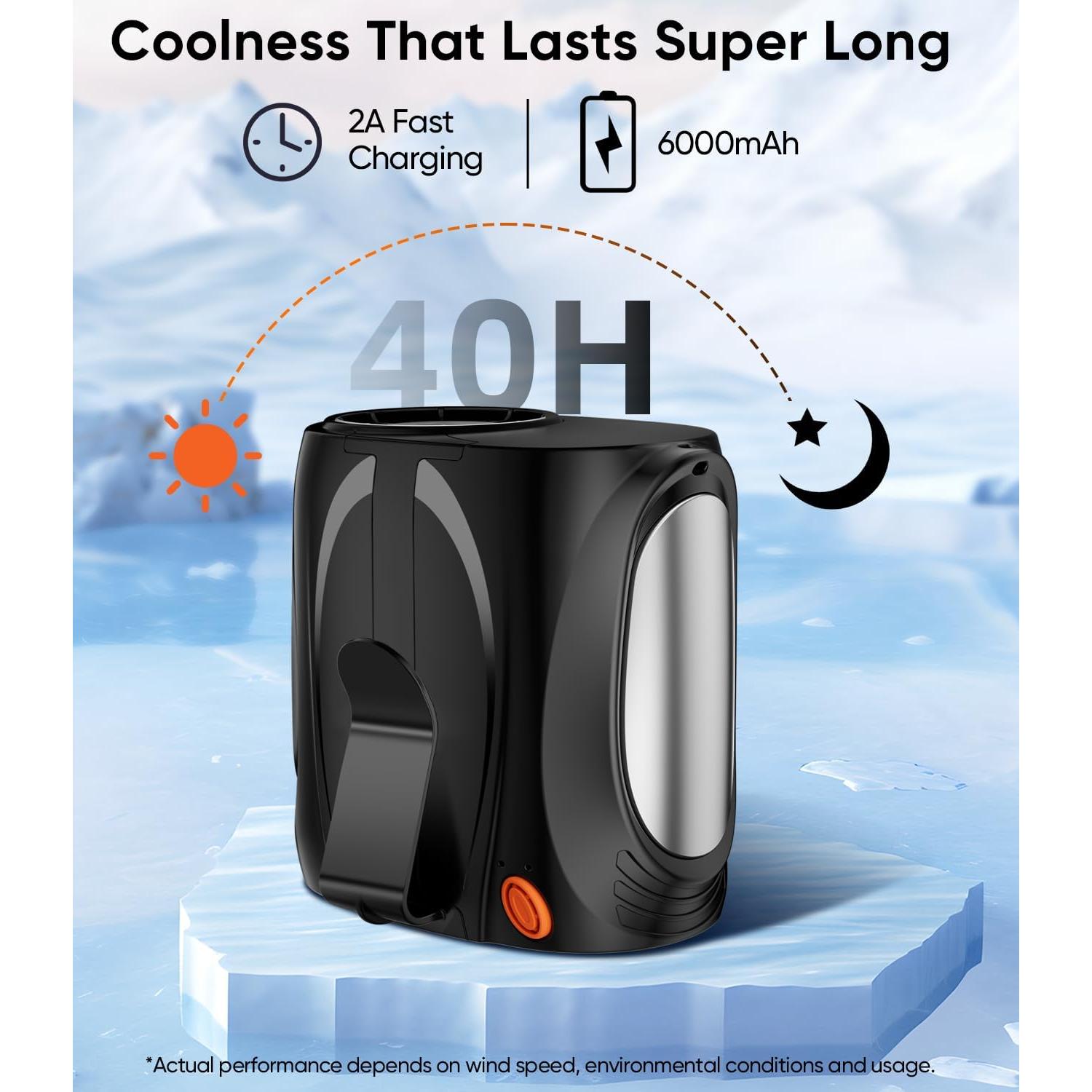 Ventilador Portátil de Cintura Tedajo Y7, 6 Velocidades, 40H Batería