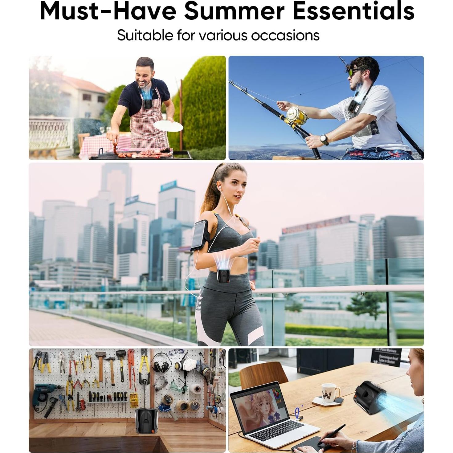 Ventilador Portátil de Cintura Tedajo Y7, 6 Velocidades, 40H Batería