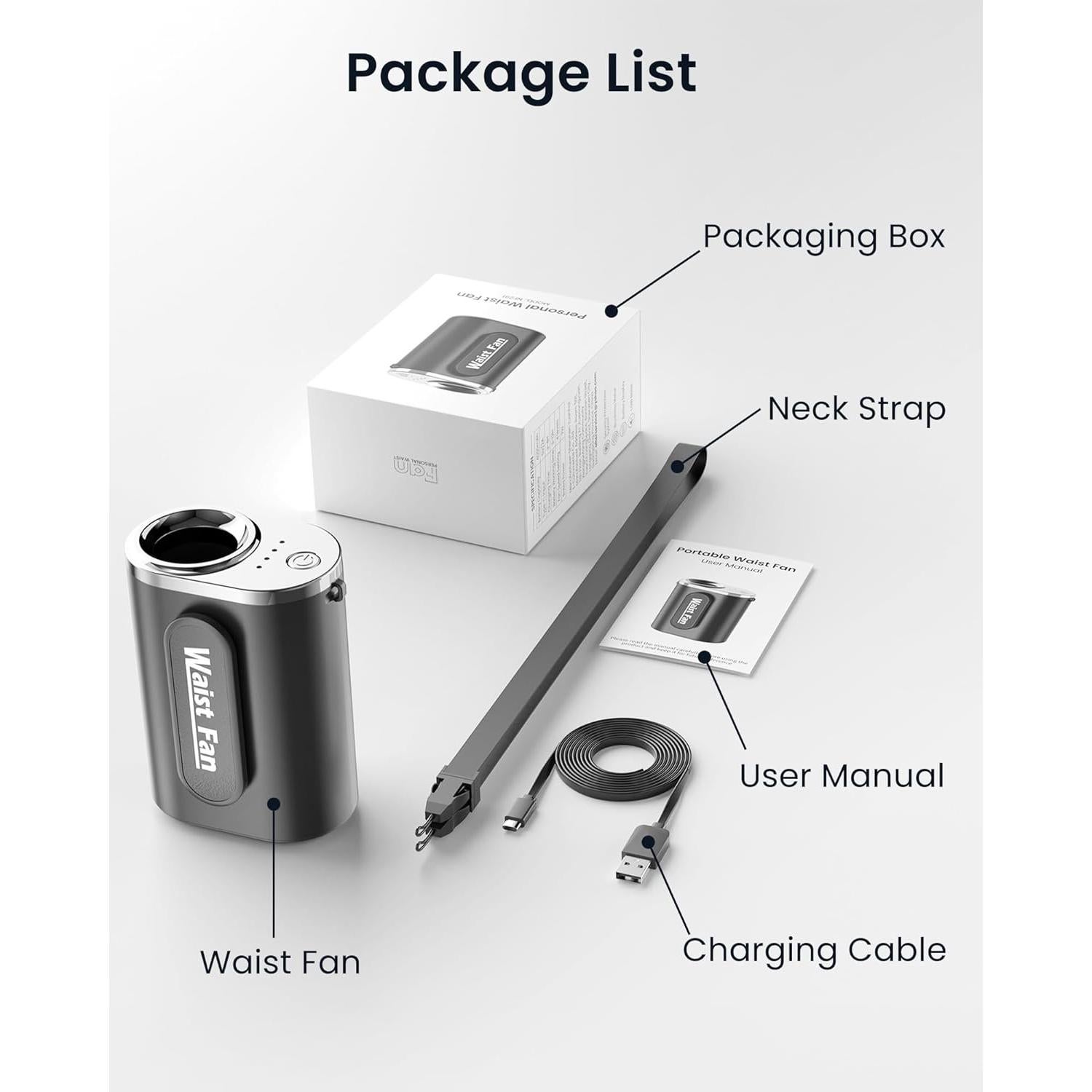 Ventilador de Cintura Koonie NF291 Portátil 4000mAh 4 Velocidades