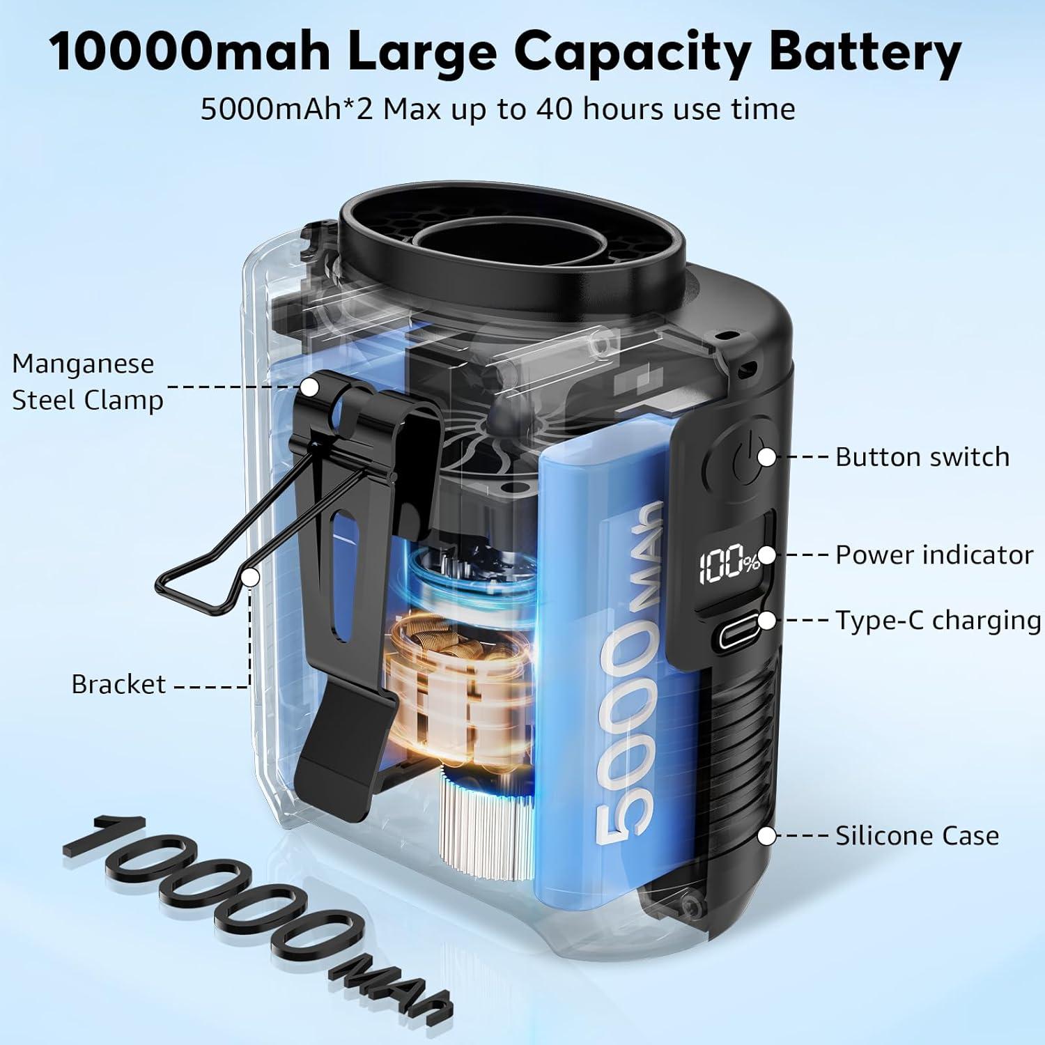 Ventilador Portátil Recargable AI K50 10000mAh 5 Velocidades