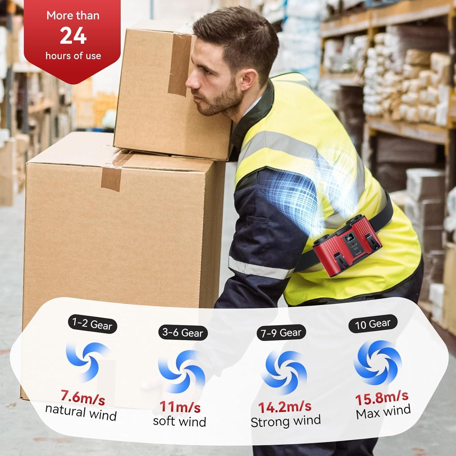 Ventilador Personal Astaowl 24000mAh Recargable USB Rojo