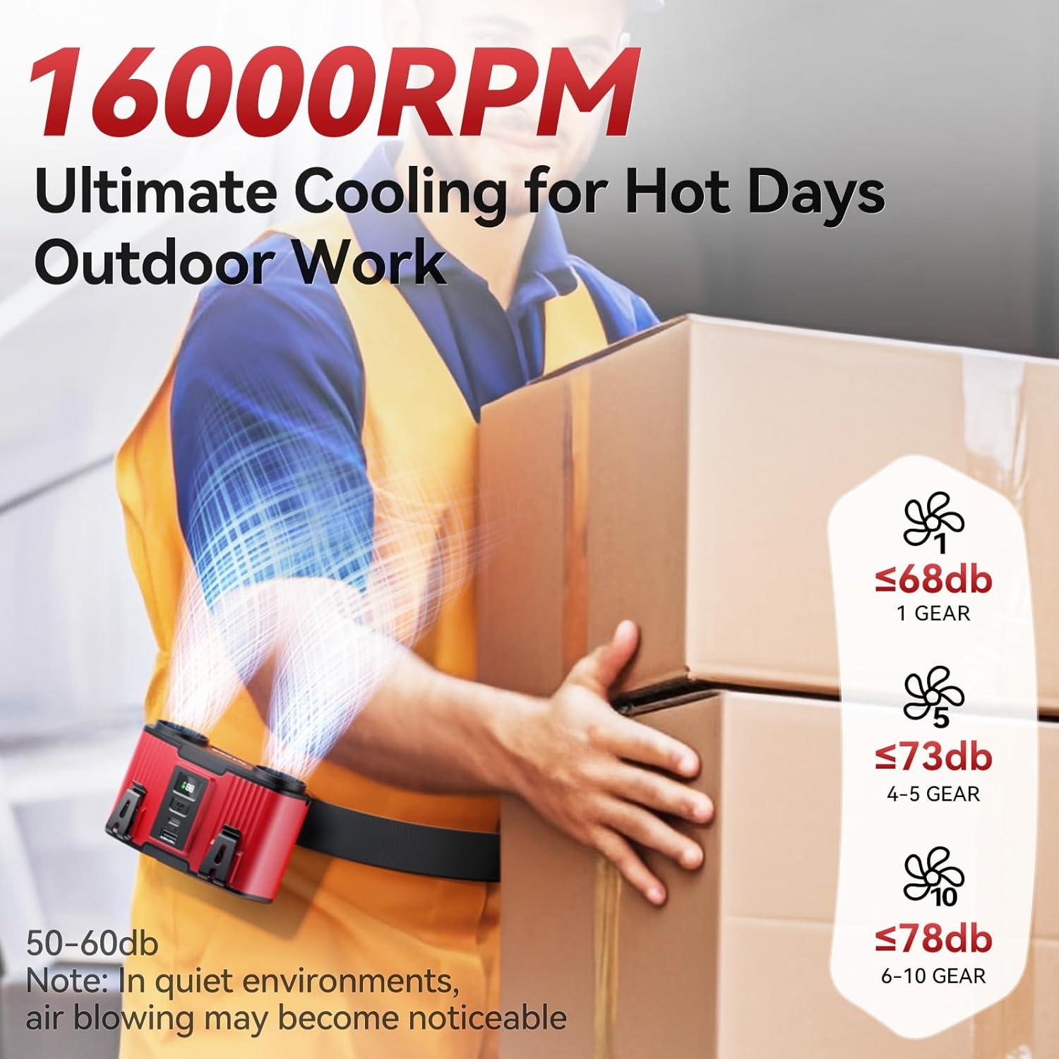 Ventilador Personal Astaowl 24000mAh Recargable USB Rojo