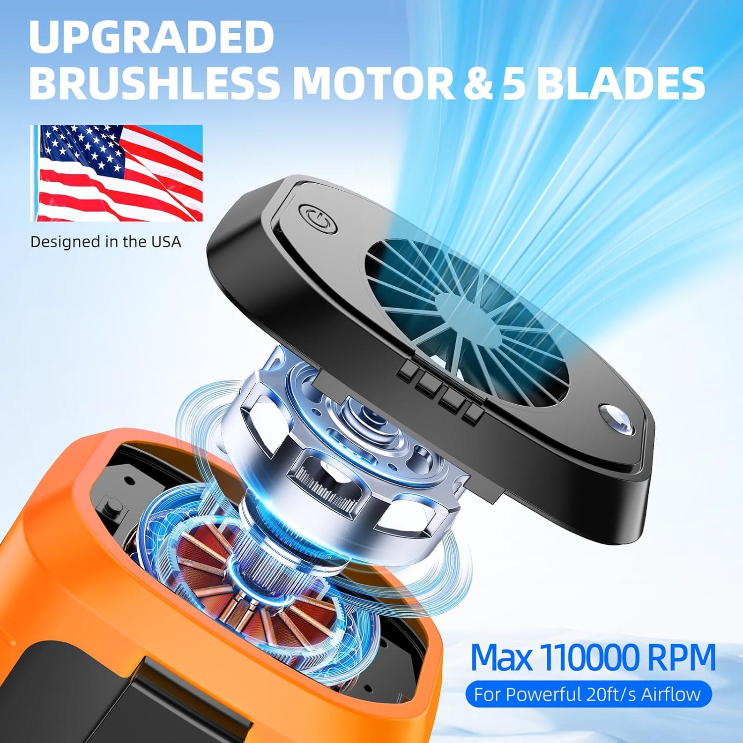 Ventilador de Clip Zeadio HUN-BPK-FN20 3 Velocidades 10000mAh Naranja