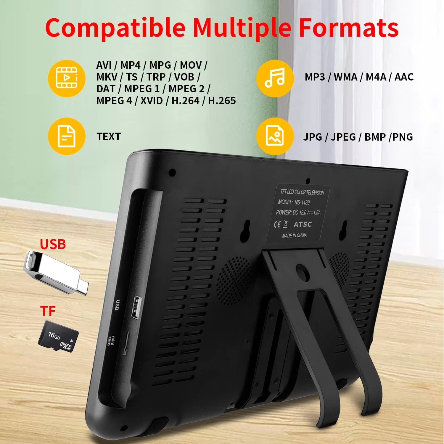 Televisor portátil Jexiop 10.1" 720P con sintonizador ATSC