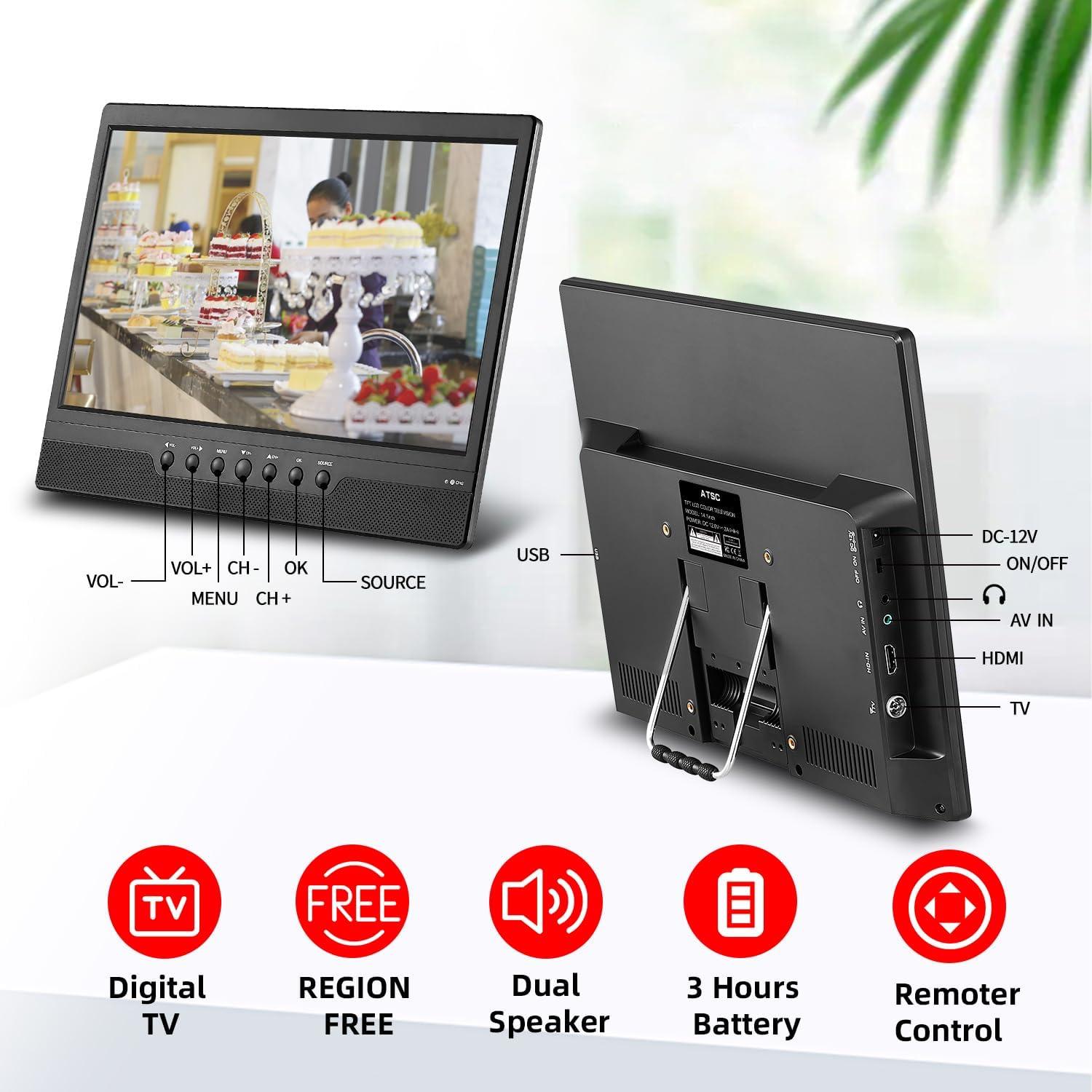 Televisor portátil Othoig 14" con batería recargable ATSC