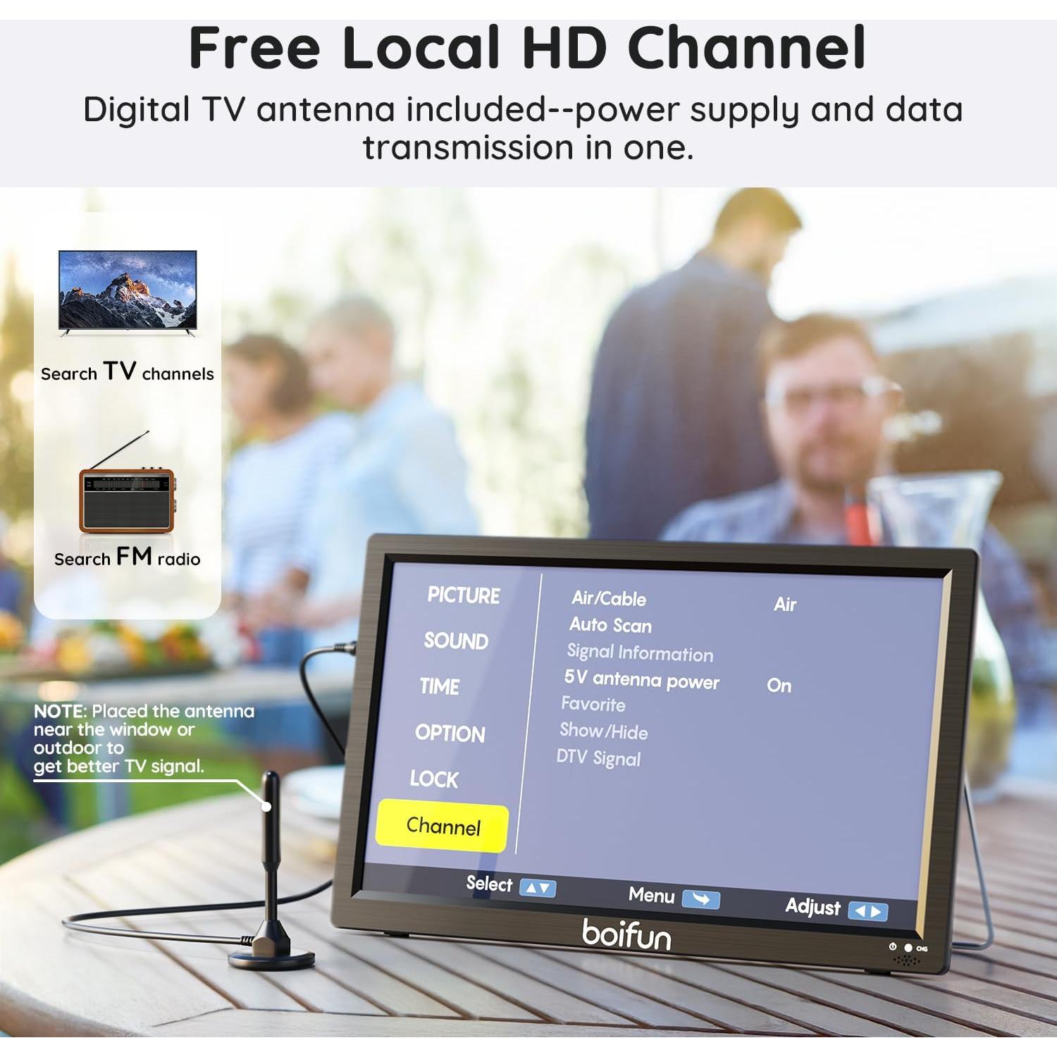 Televisor Portátil BOIFUN 15.6" con DVD y Batería 5000mAh