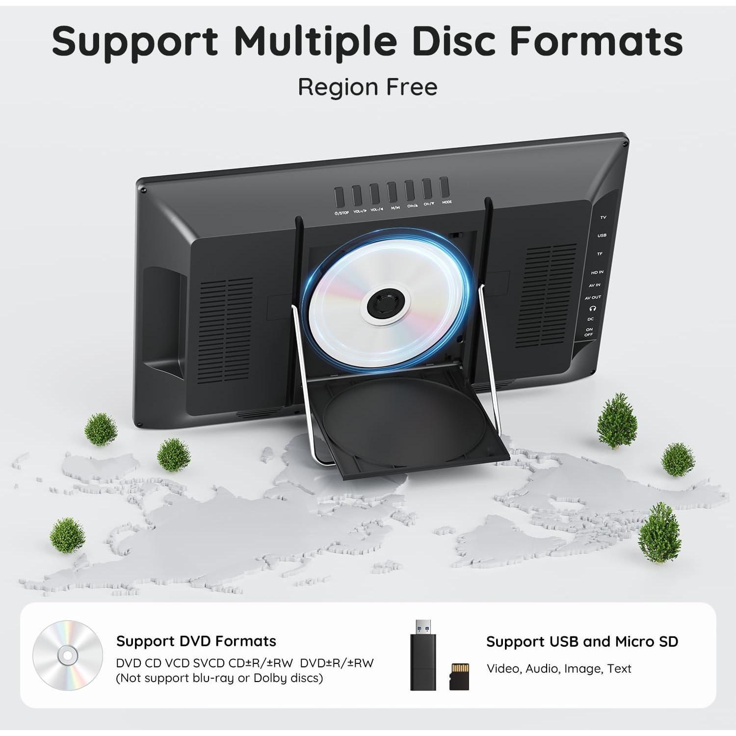 Televisor Portátil BOIFUN 15.6" con DVD y Batería 5000mAh