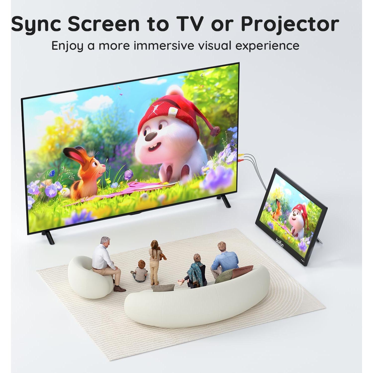 Televisor Portátil BOIFUN 15.6" con DVD y Batería 5000mAh