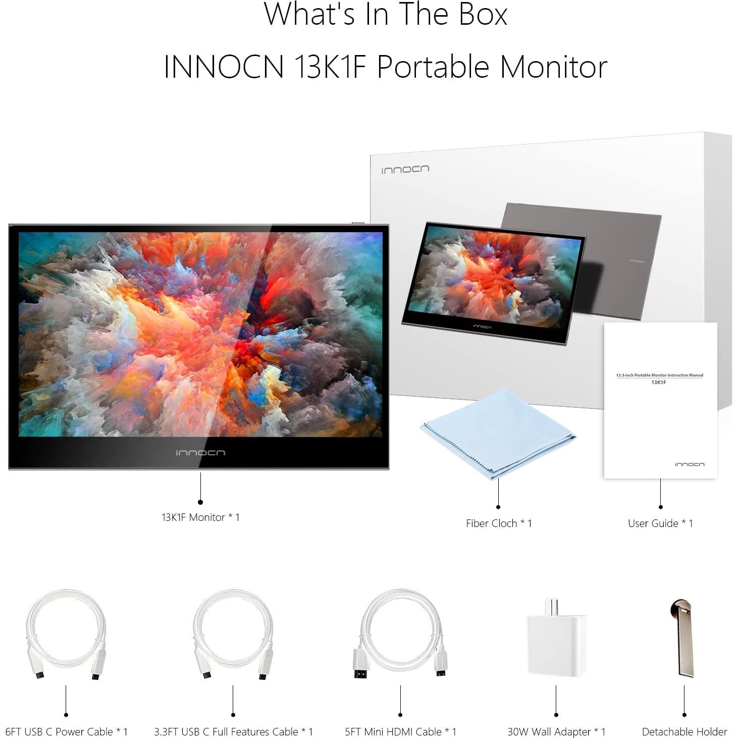 Monitor Portátil INNOCN 13.3" OLED Full HD 1080P USB C HDMI