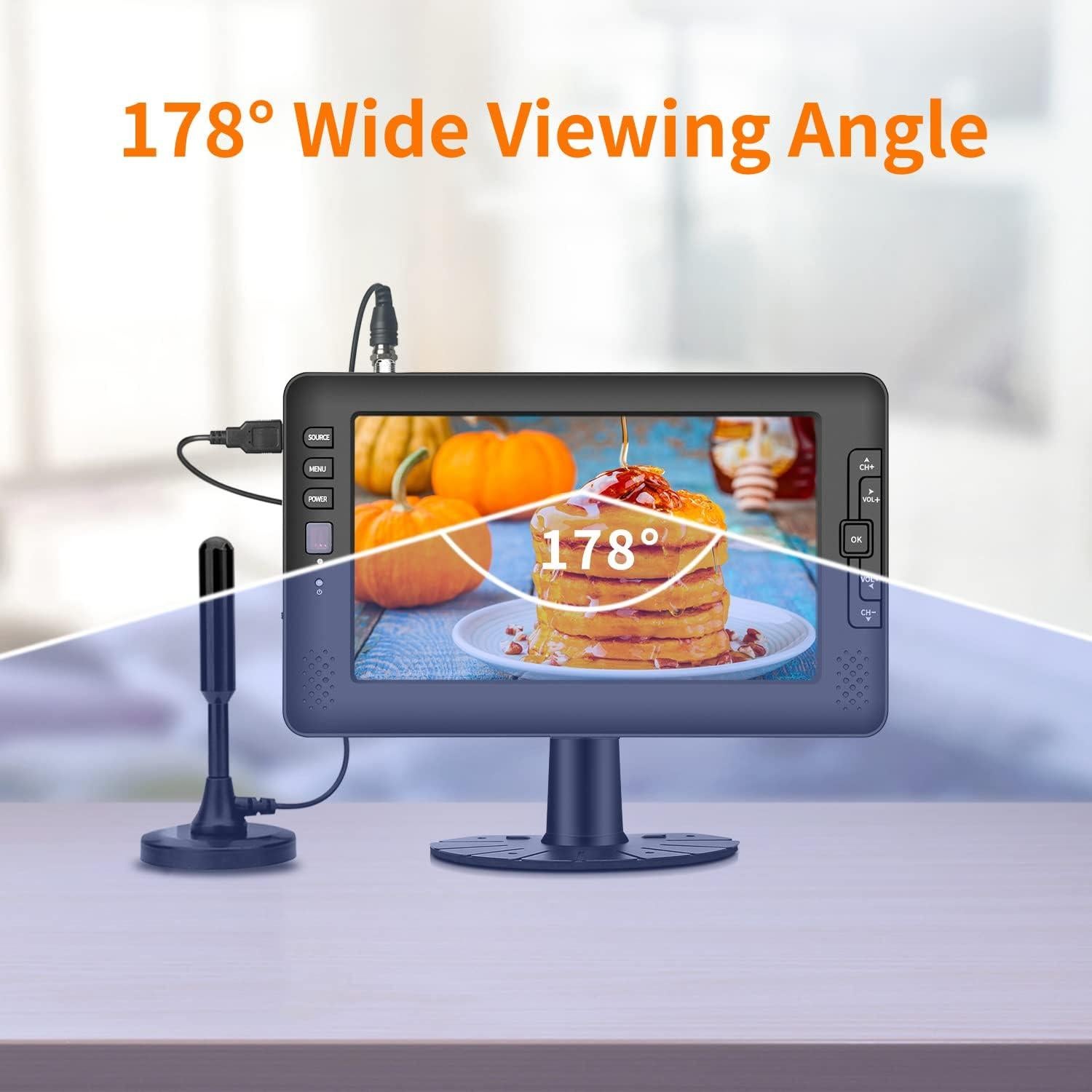 Televisor portátil Jexiop 9" IPS con sintonizador ATSC