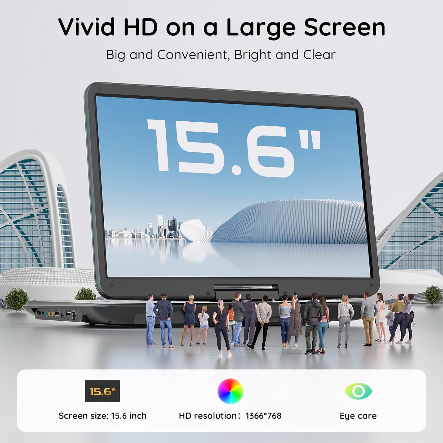 Televisor Reproductor DVD Portátil BOIFUN 15.6" HD Giratorio