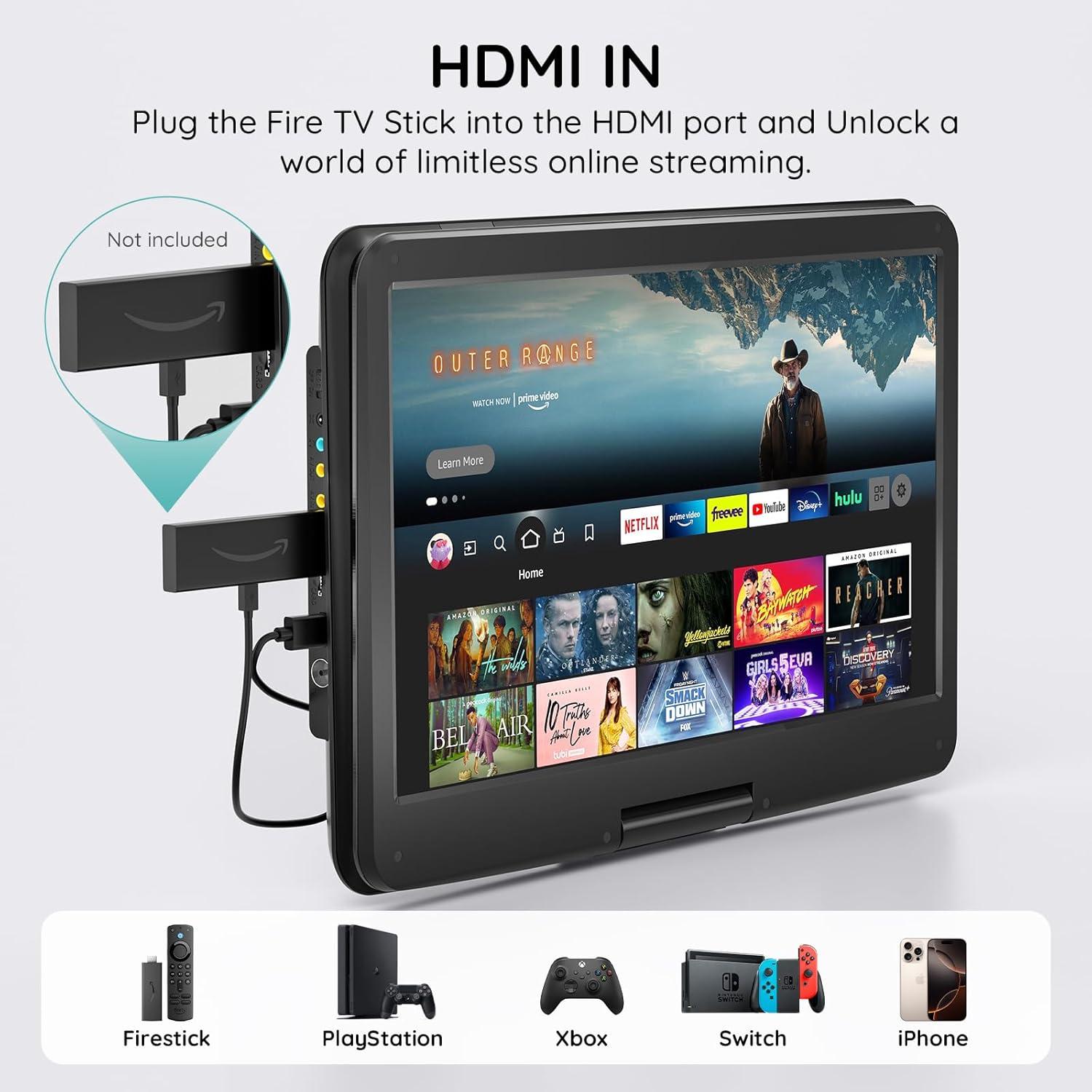 Televisor Reproductor DVD Portátil BOIFUN 15.6" HD Giratorio