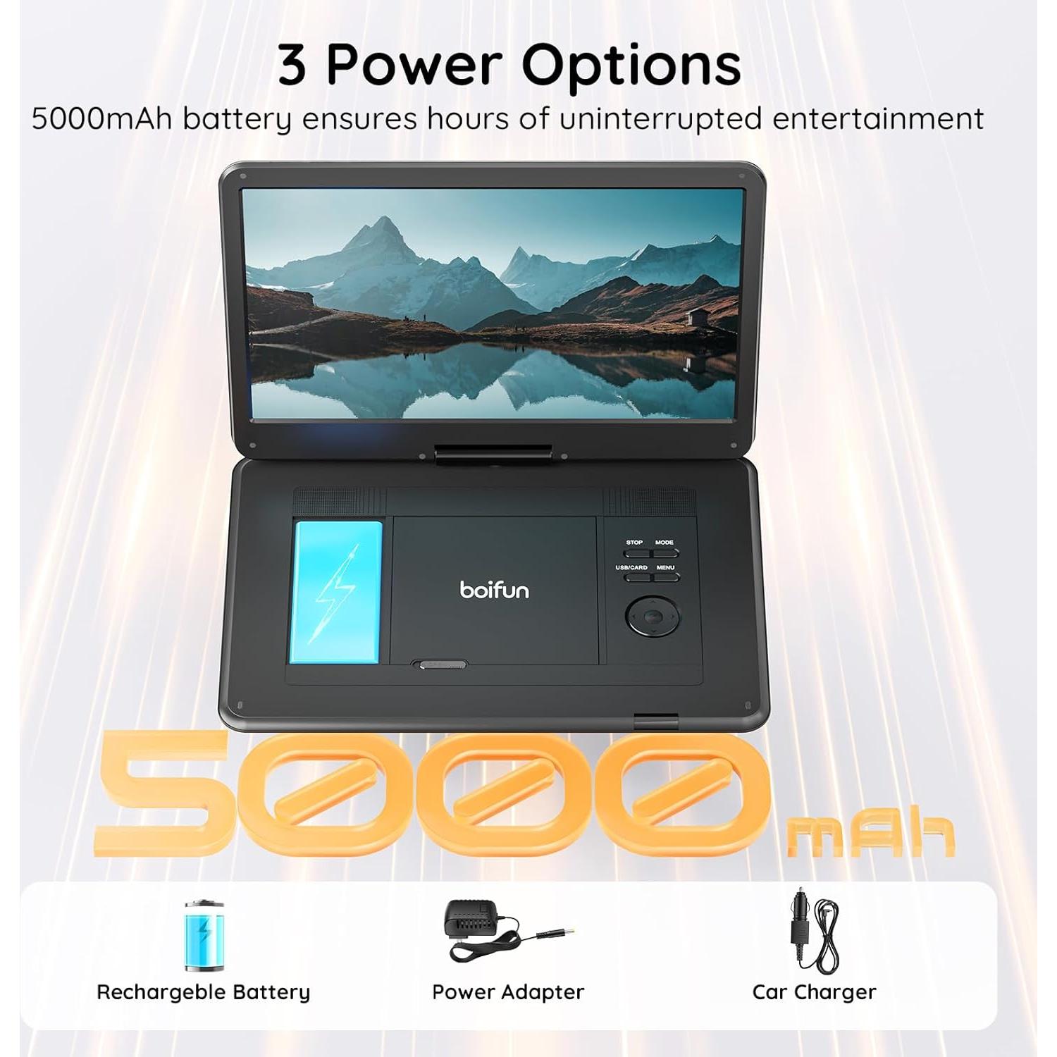 Televisor Reproductor DVD Portátil BOIFUN 15.6" HD Giratorio