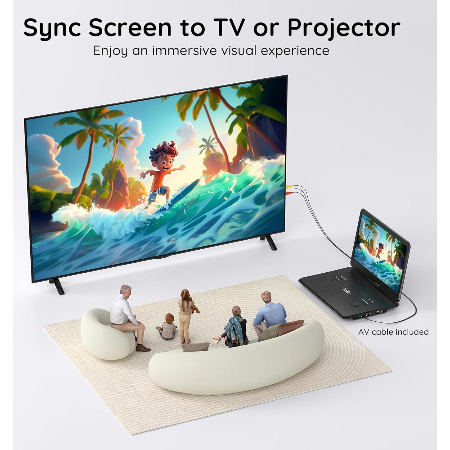 Televisor Reproductor DVD Portátil BOIFUN 15.6" HD Giratorio