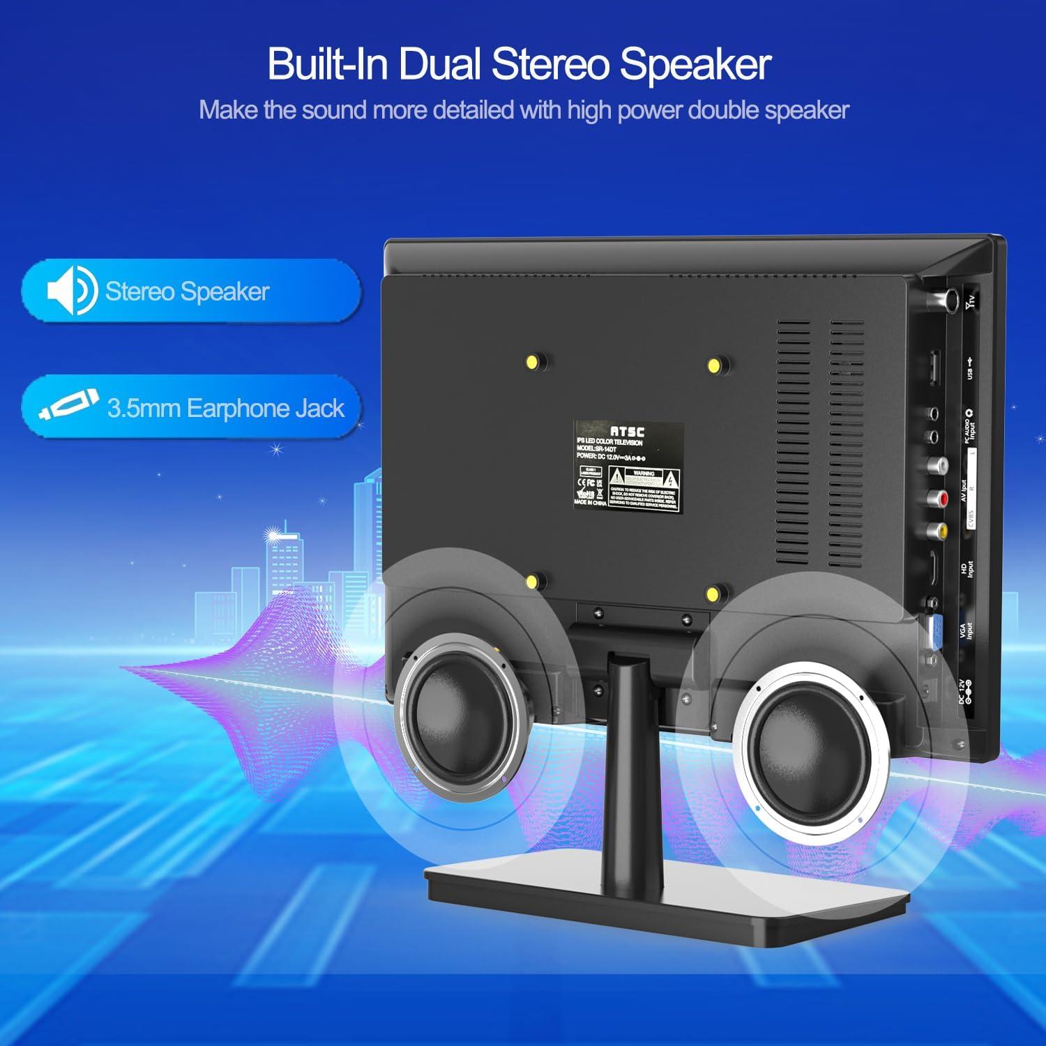 Televisor Pequeño Feihe 14" HD Portátil con Sintonizador ATSC