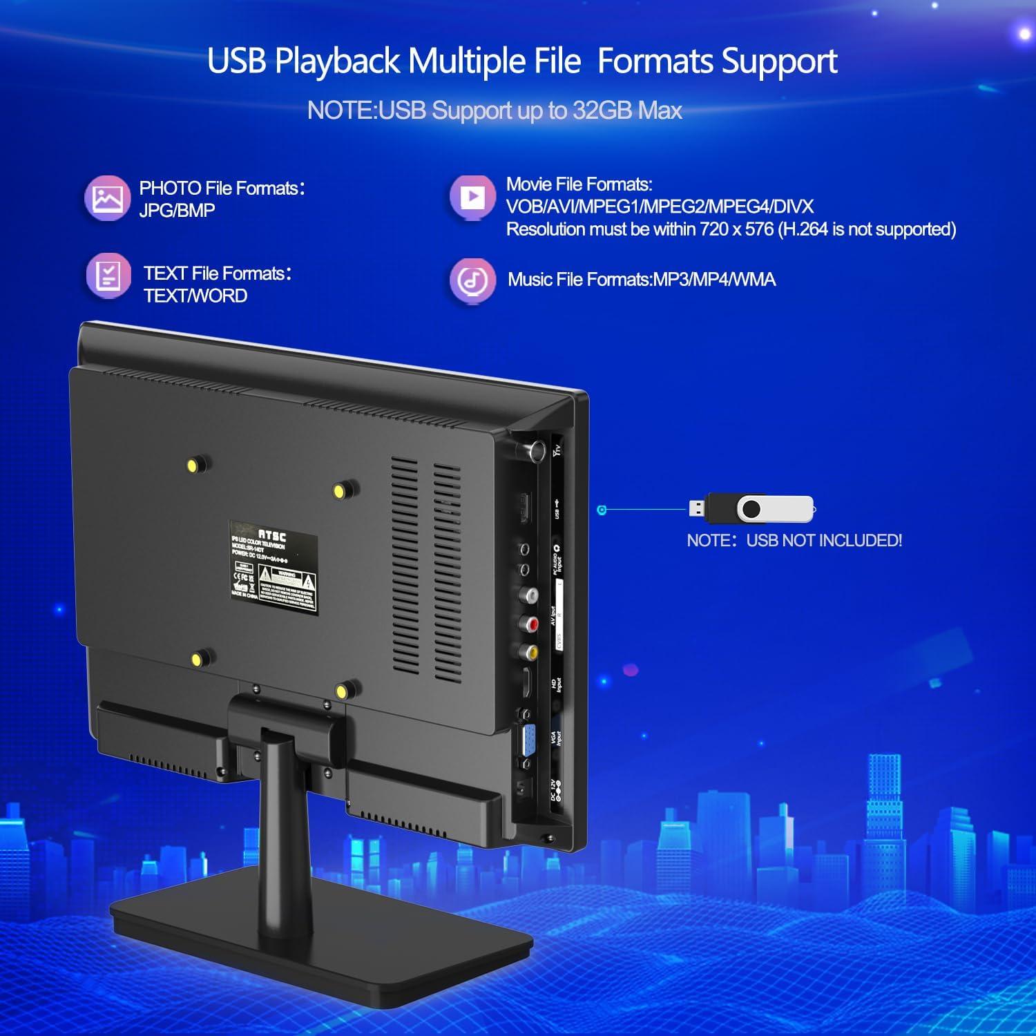 Televisor Pequeño Feihe 14" HD Portátil con Sintonizador ATSC