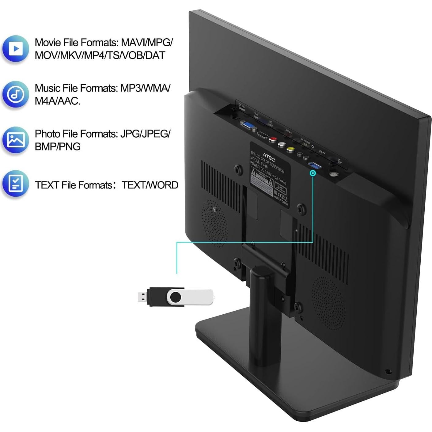 Televisor Portátil Othoig 15.6" FHD 1080P con HDMI y USB