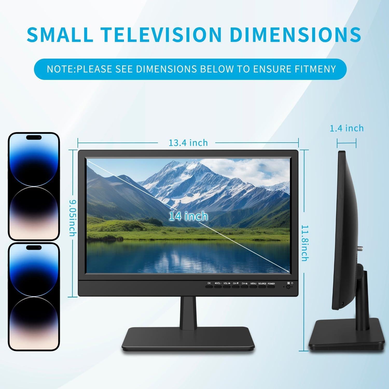 Televisor Portátil Feihe 14" HD con Sintonizador Digital ATSC