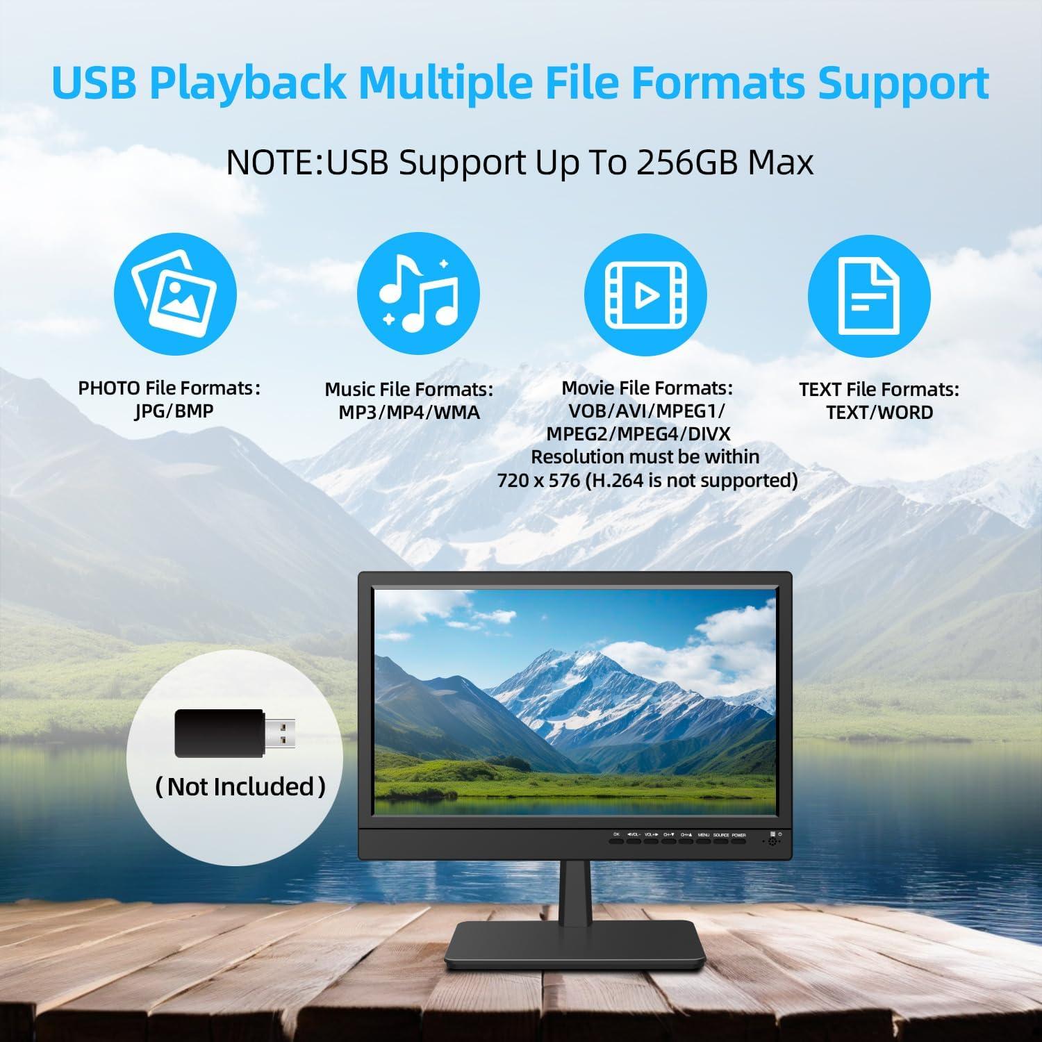 Televisor Portátil Feihe 14" HD con Sintonizador Digital ATSC