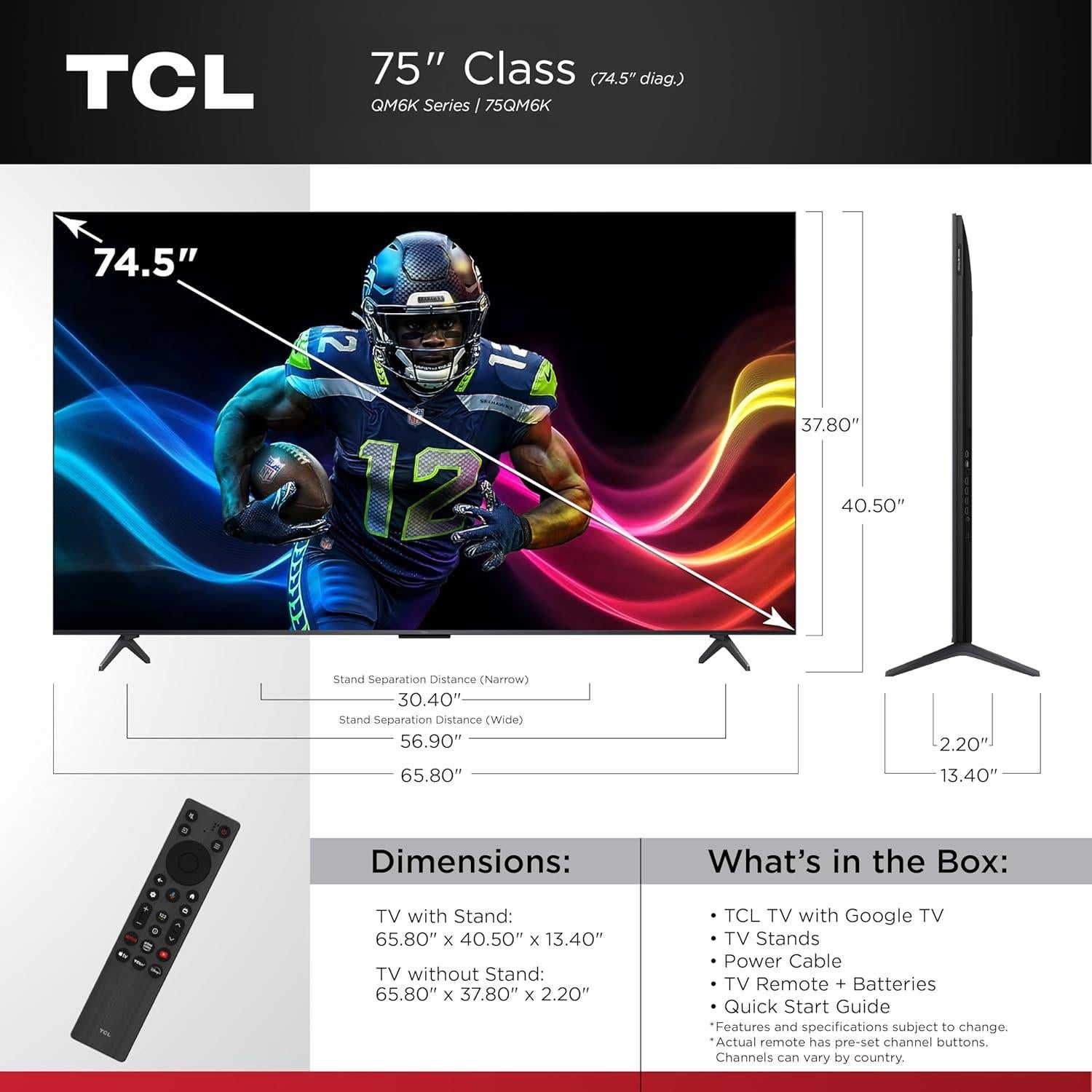 Televisor Inteligente TCL 75" QM6K Mini LED 4K HDR Dolby Atmos