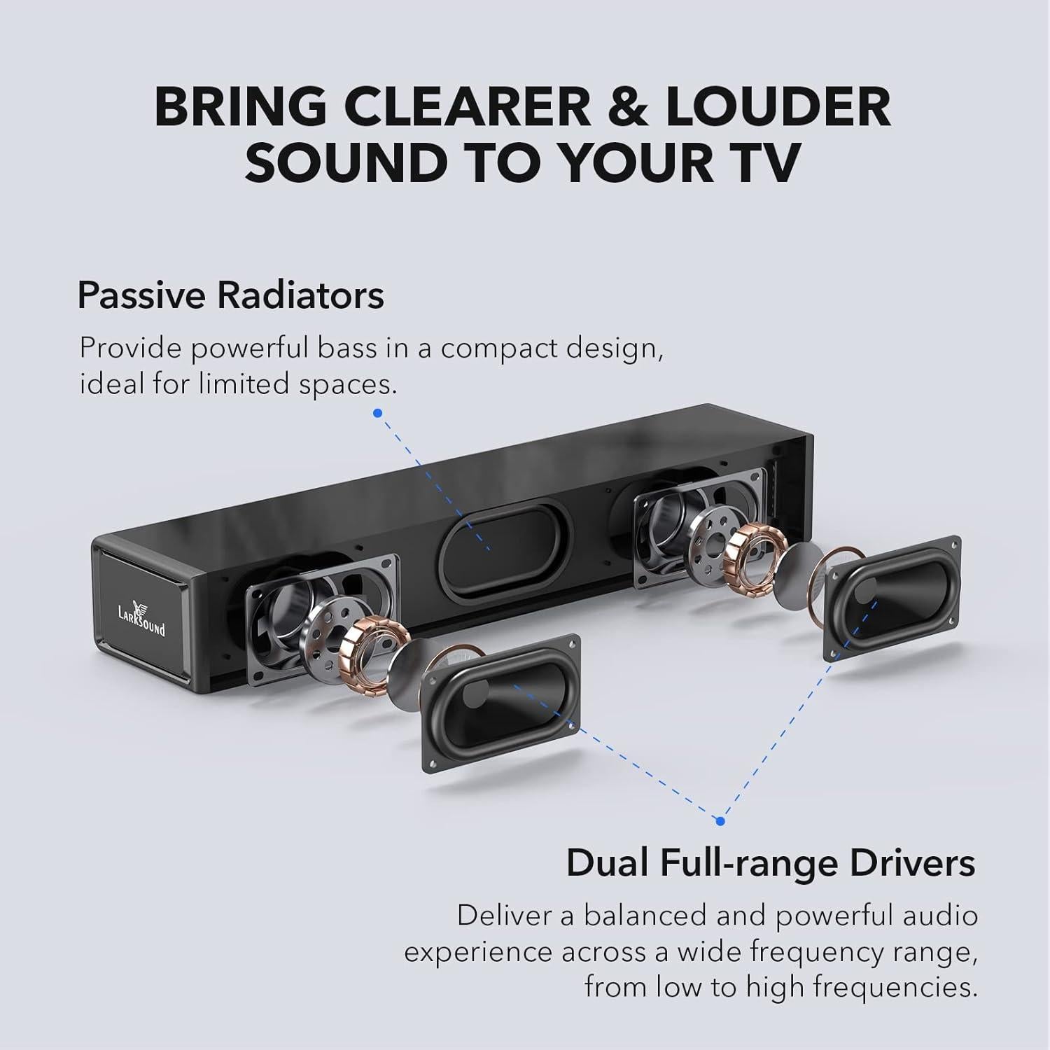 Barra de Sonido Pequeña Larksound 2.0 Bluetooth HDMI AUX