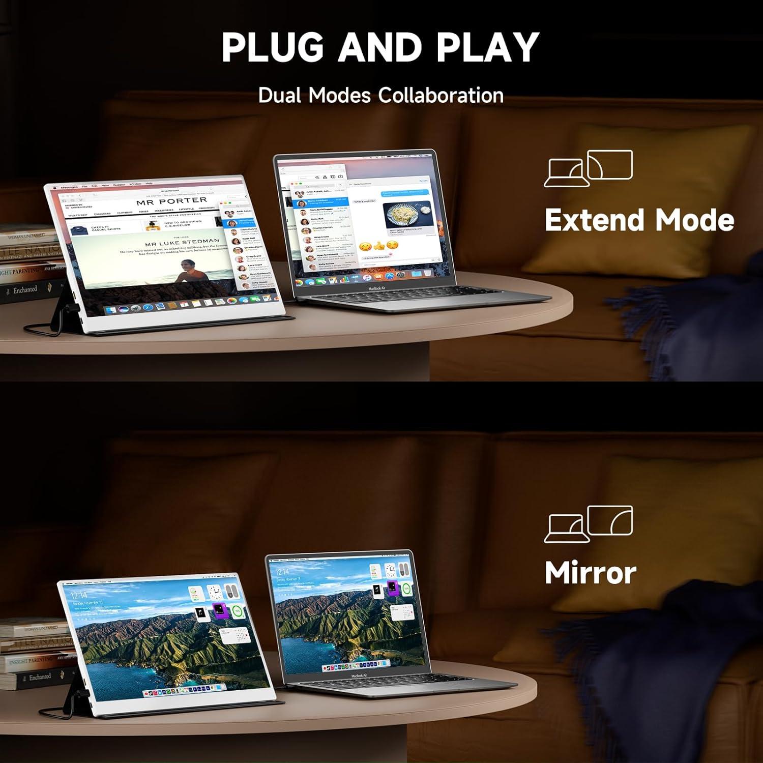 Monitor Portátil AYY 15.6" FHD USB-C/HDMI - Pantalla Blanca