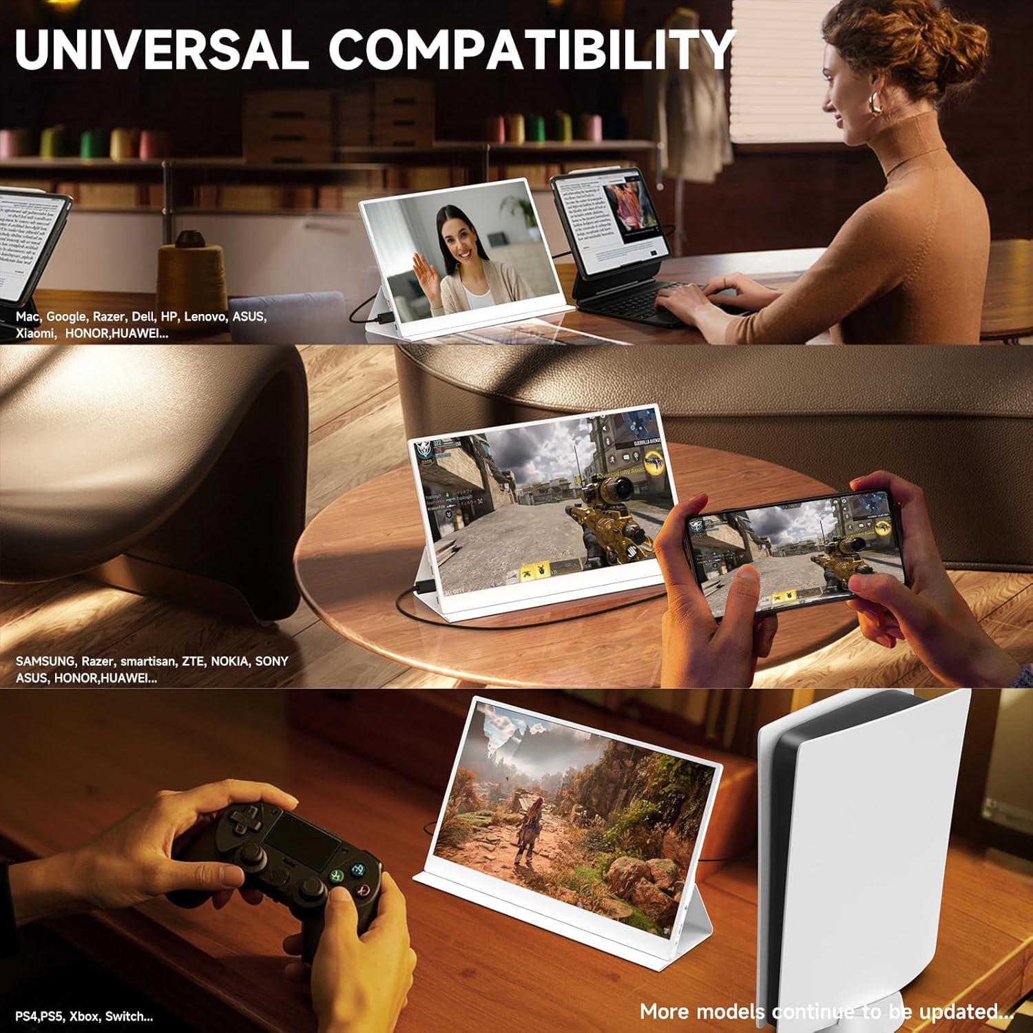 Monitor Portátil AYY 15.6" FHD USB-C/HDMI - Pantalla Blanca