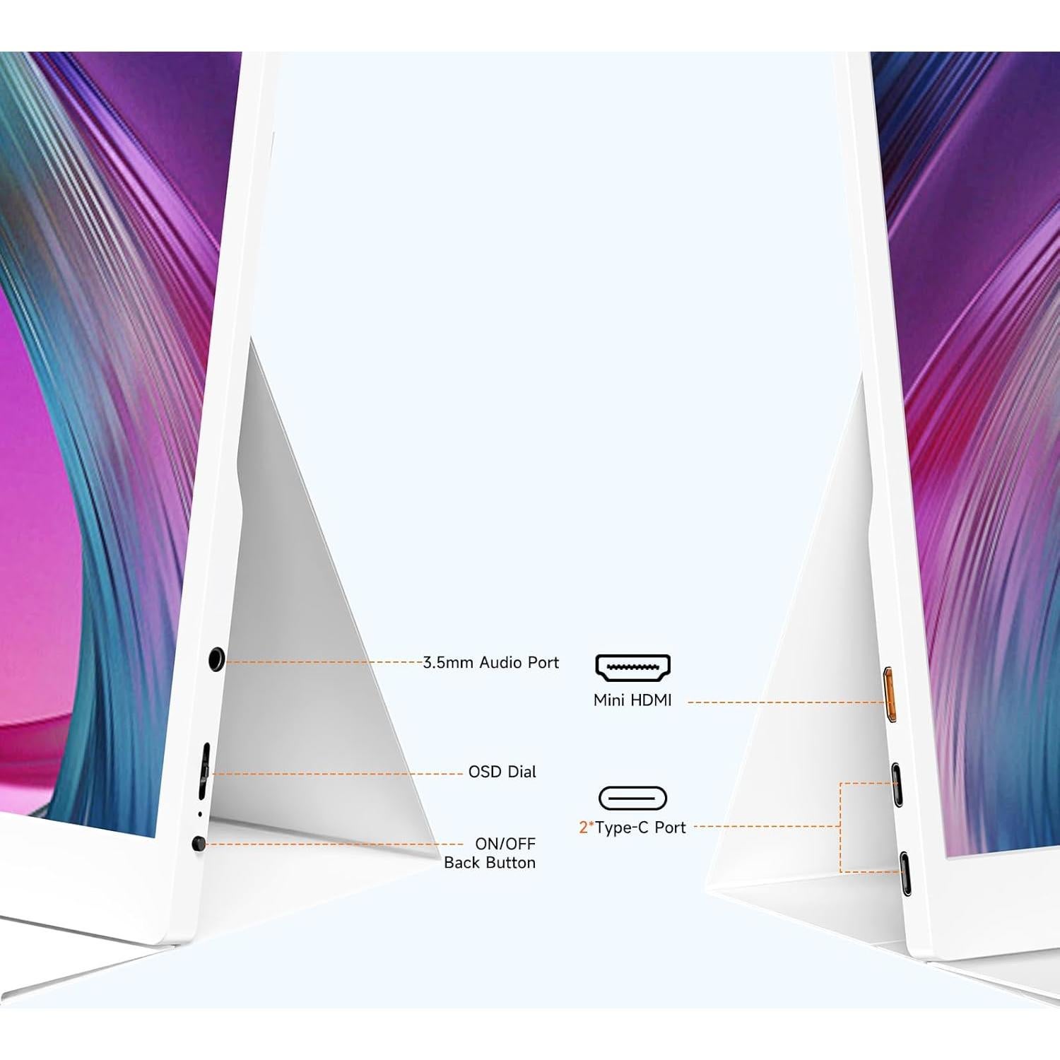 Monitor Portátil AYY 15.6" FHD USB-C/HDMI - Pantalla Blanca