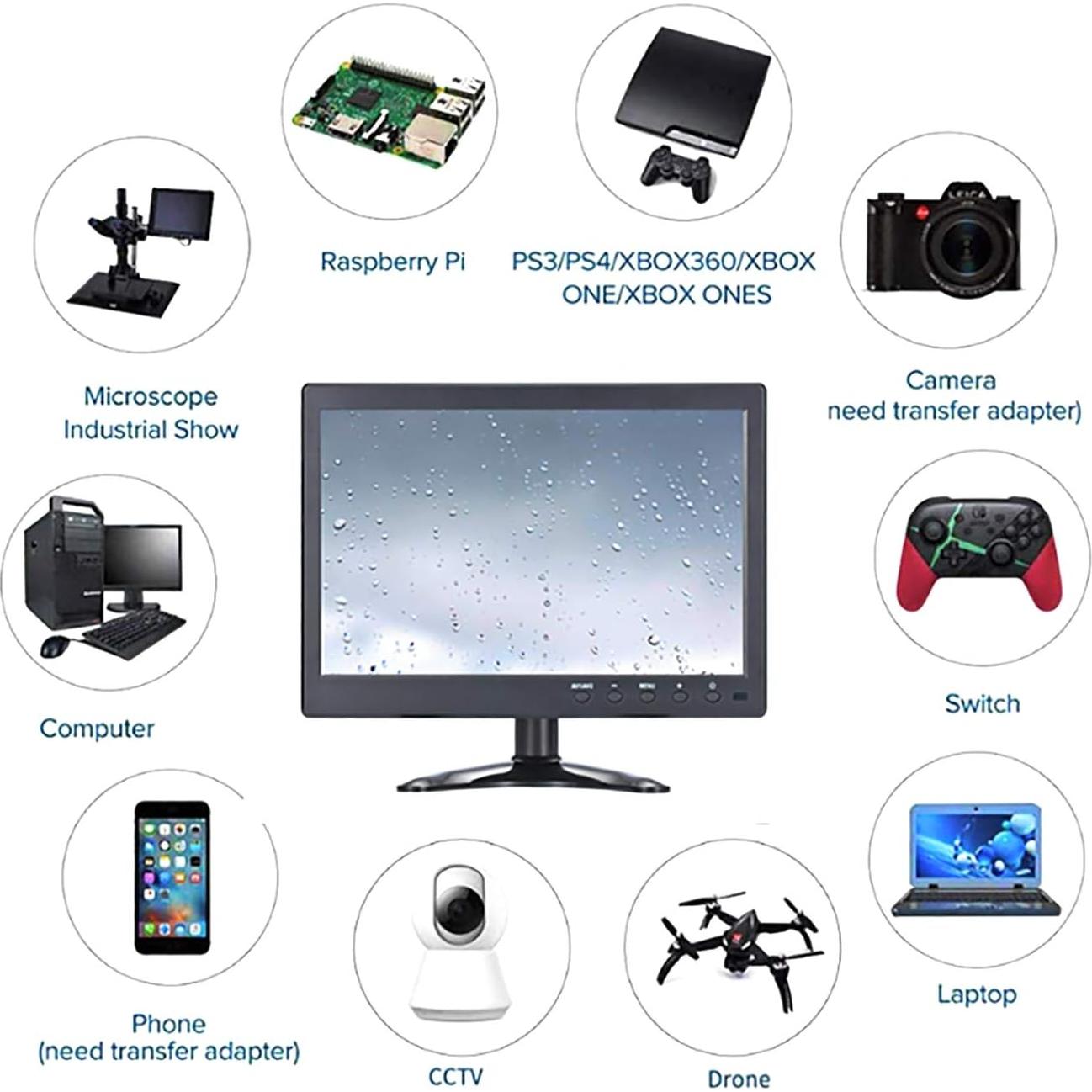 Monitor portátil HDMI LONCEVON 10.1" 1024x600 con altavoces