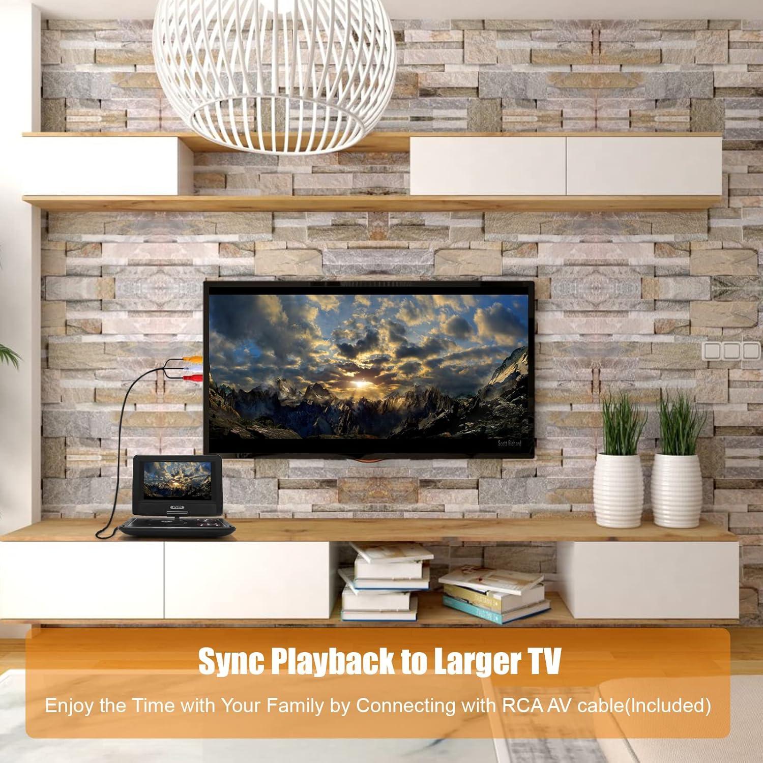 11.5" Portable DVD Player with 9.5" Swivel Screen, 5-Hours Rechargeable Battery,Car DVD Player,Support CD/DVD/SD Card/USB,Regions Free,Dual Speakers, Black…