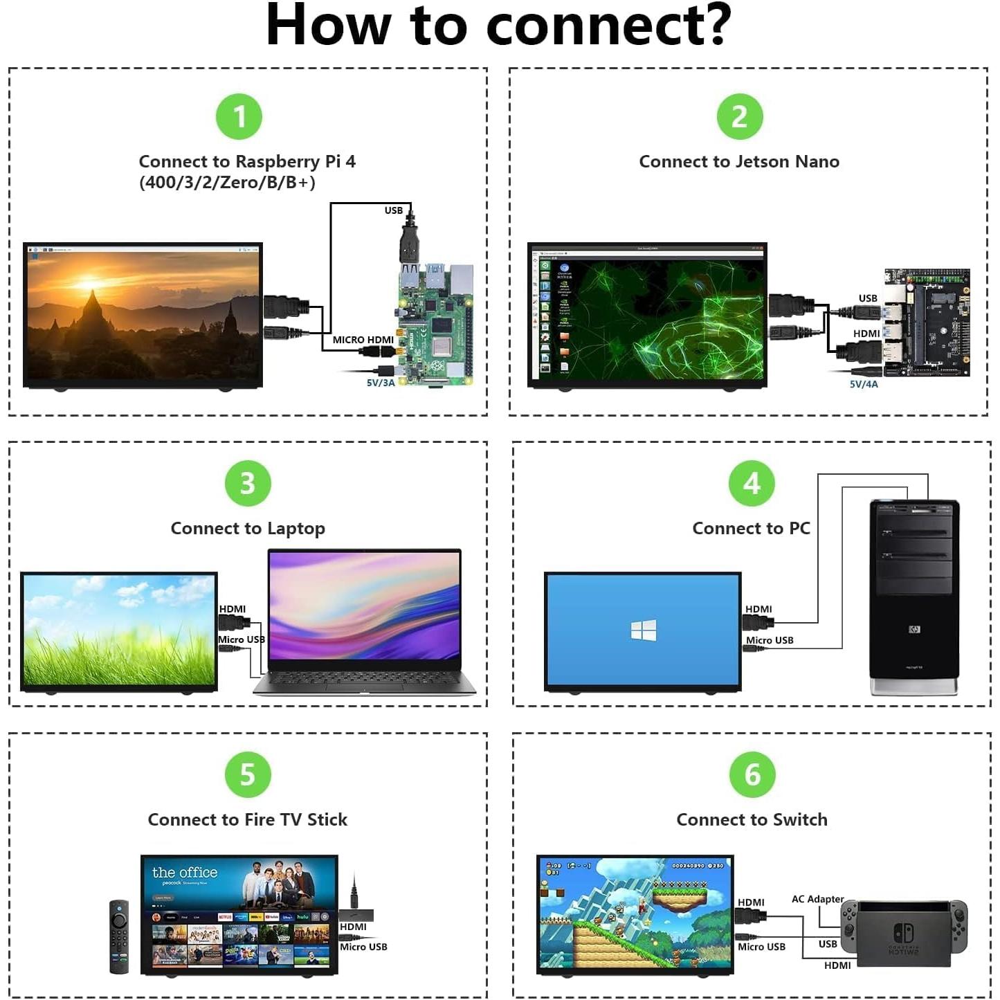 Monitor Mini HDMI 7" AZA 800x480 para Raspberry Pi y PC