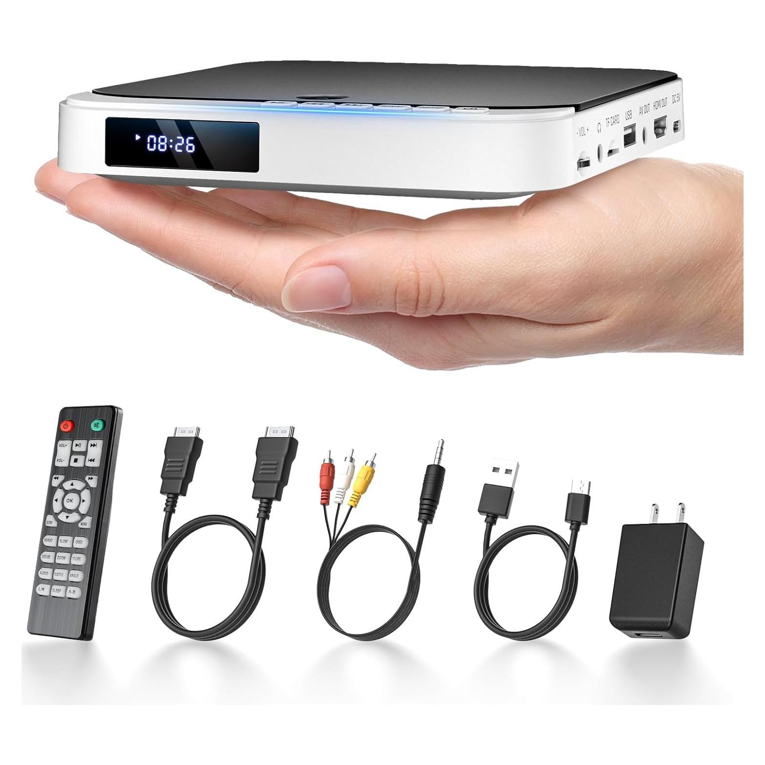 Reproductor de DVD DESOBRY Mini 1080P HDMI Compacto AV USB