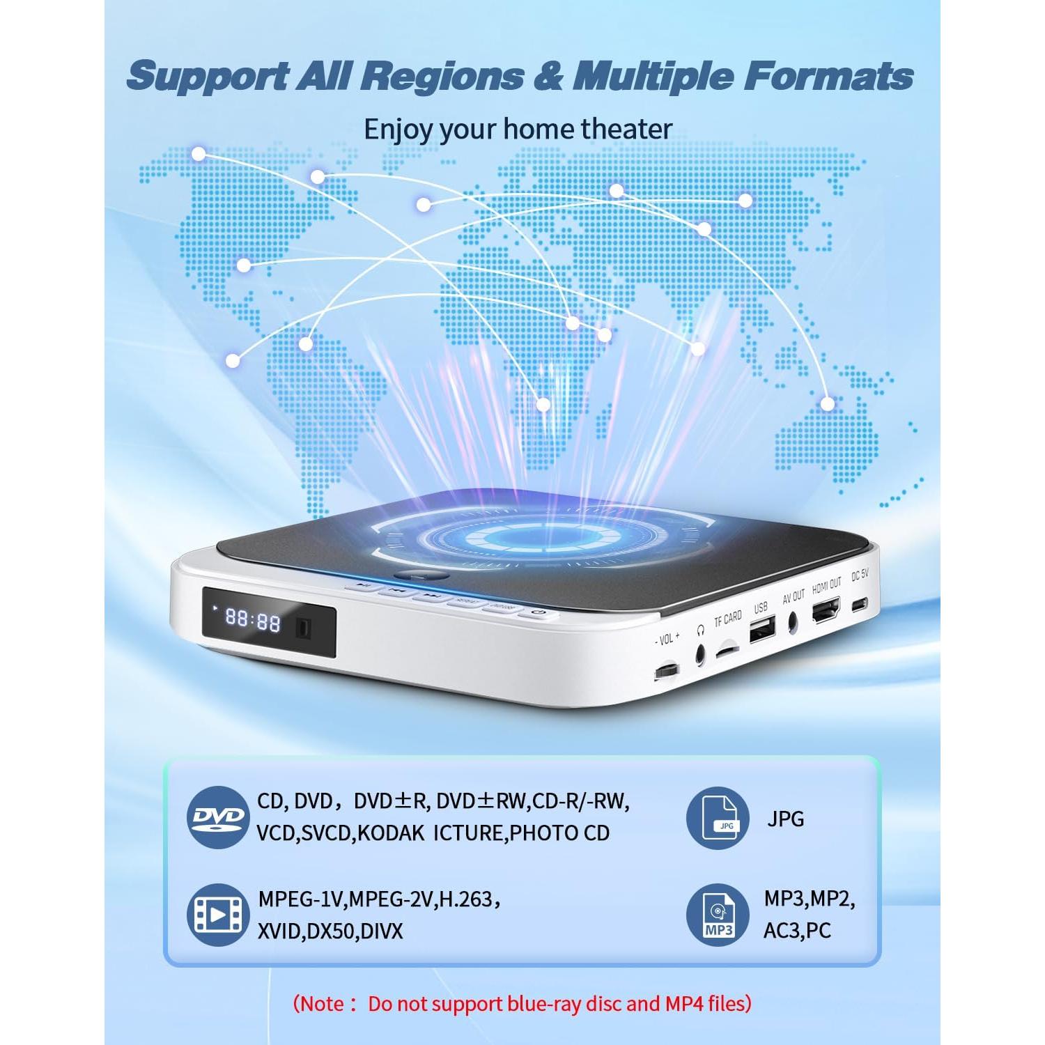 Reproductor de DVD DESOBRY Mini 1080P HDMI Compacto AV USB