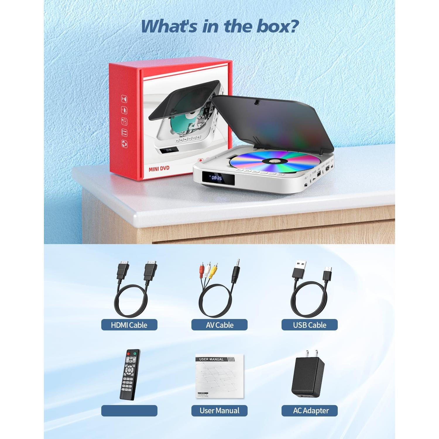 Reproductor de DVD DESOBRY Mini 1080P HDMI Compacto AV USB