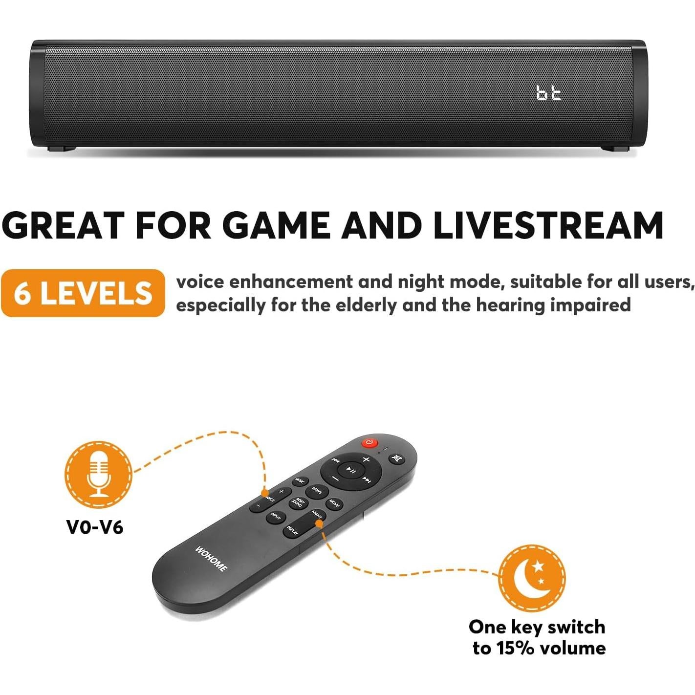 Barra de Sonido Wohome S100 2.1ch Bluetooth 5.3 40.64cm