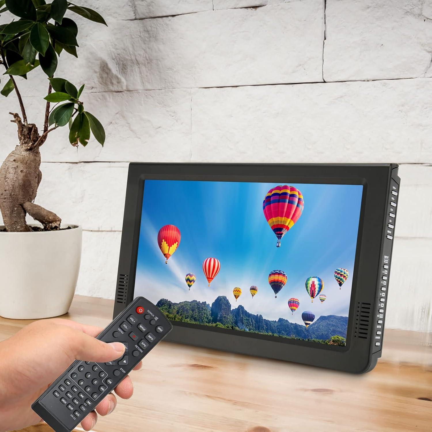 Diydeg 10 inch Portable TV with Antenna, 1080P ATSC TFT LED TV Built in Digital Tuner, VGA, USB, Input & Remote Control, Rechargeable Battery Operated Mini TV for Kids Car Travel