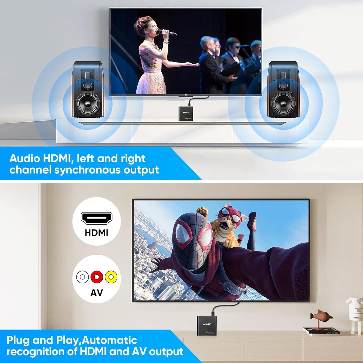 Reproductor de Medios HDMI AGPTEK 1080p Full HD Negro