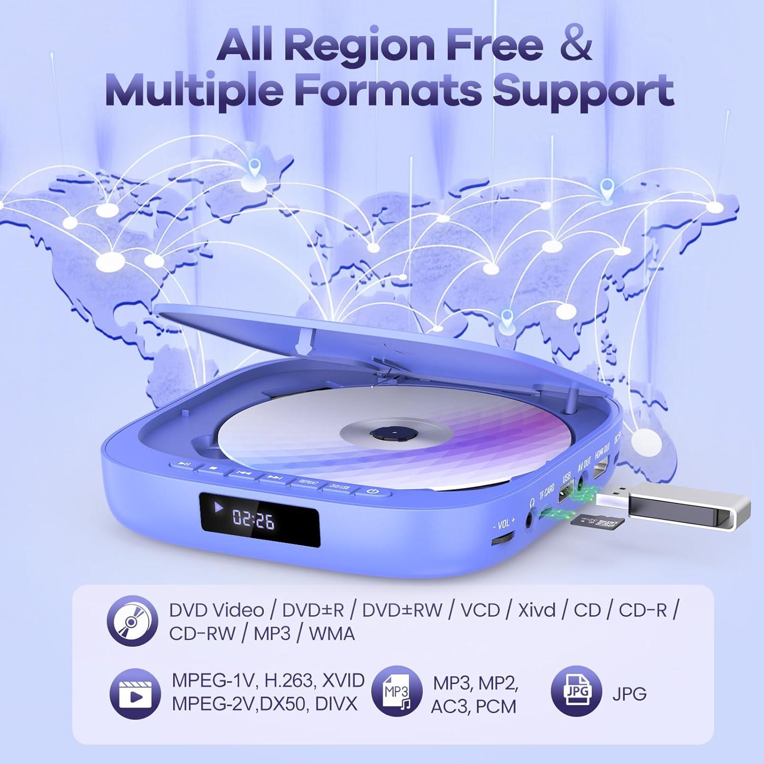 Reproductor de DVD Mini Desobry HDMI RCA 1080P Compacto