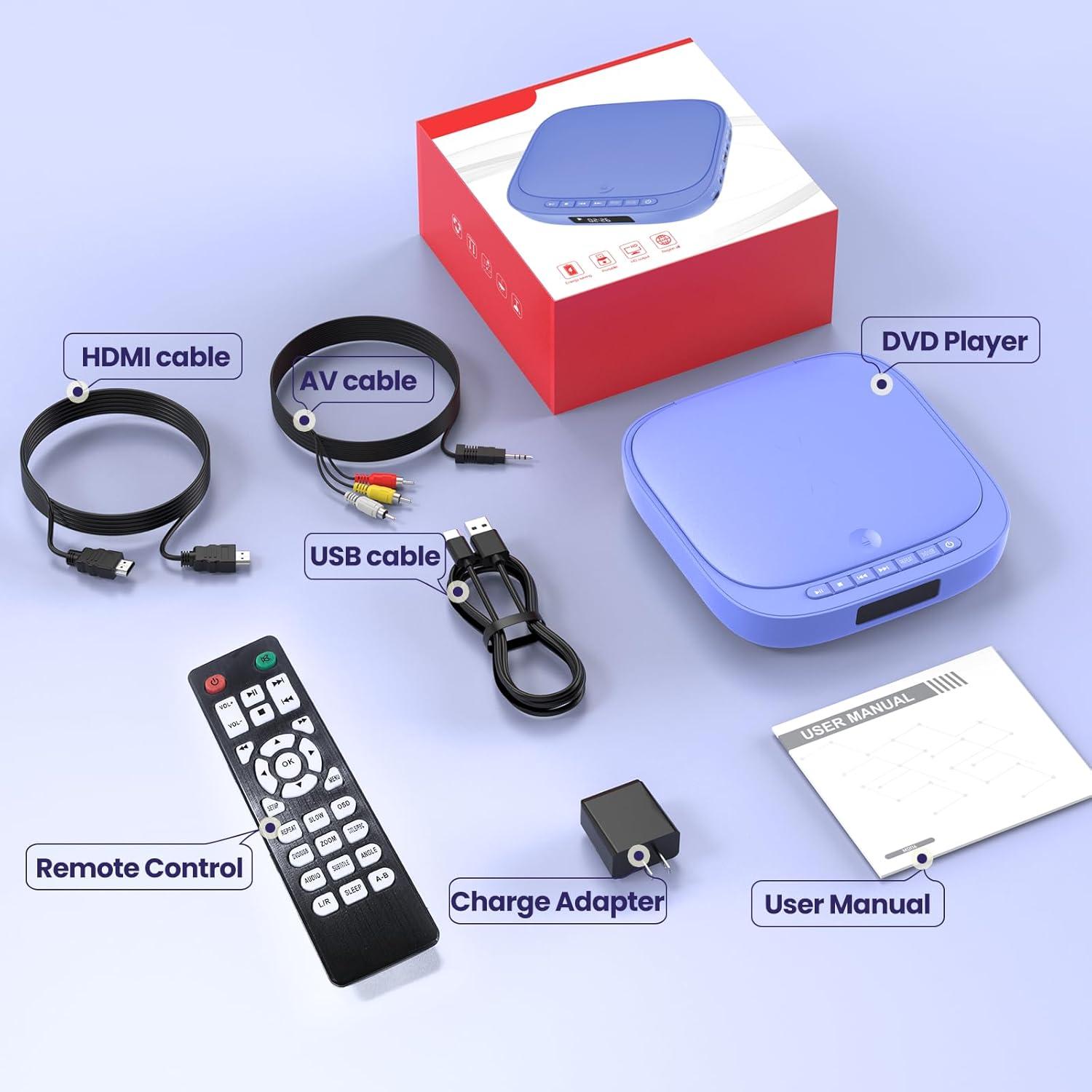 Reproductor de DVD Mini Desobry HDMI RCA 1080P Compacto