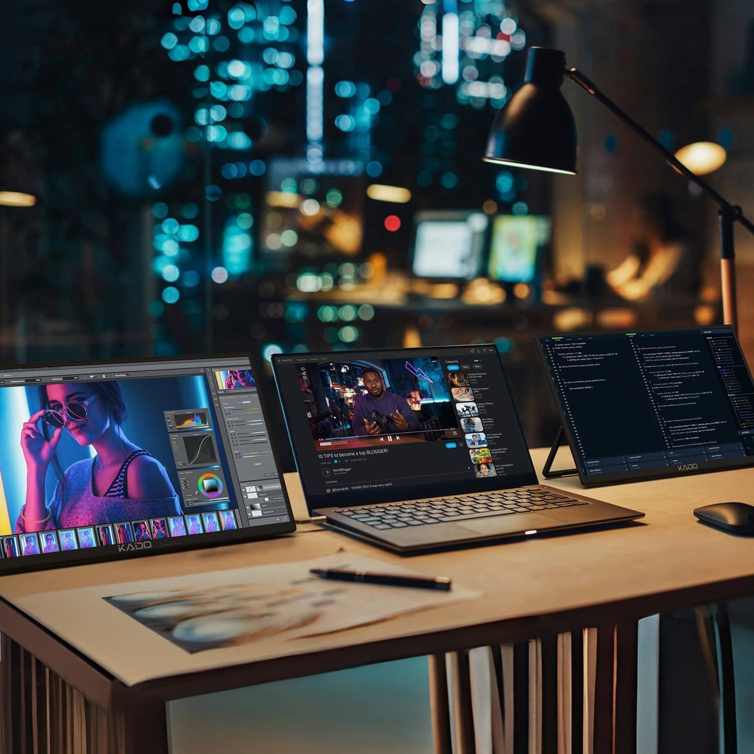 Monitor Portátil Kado 15.6" FHD 1080p IPS con Altavoces