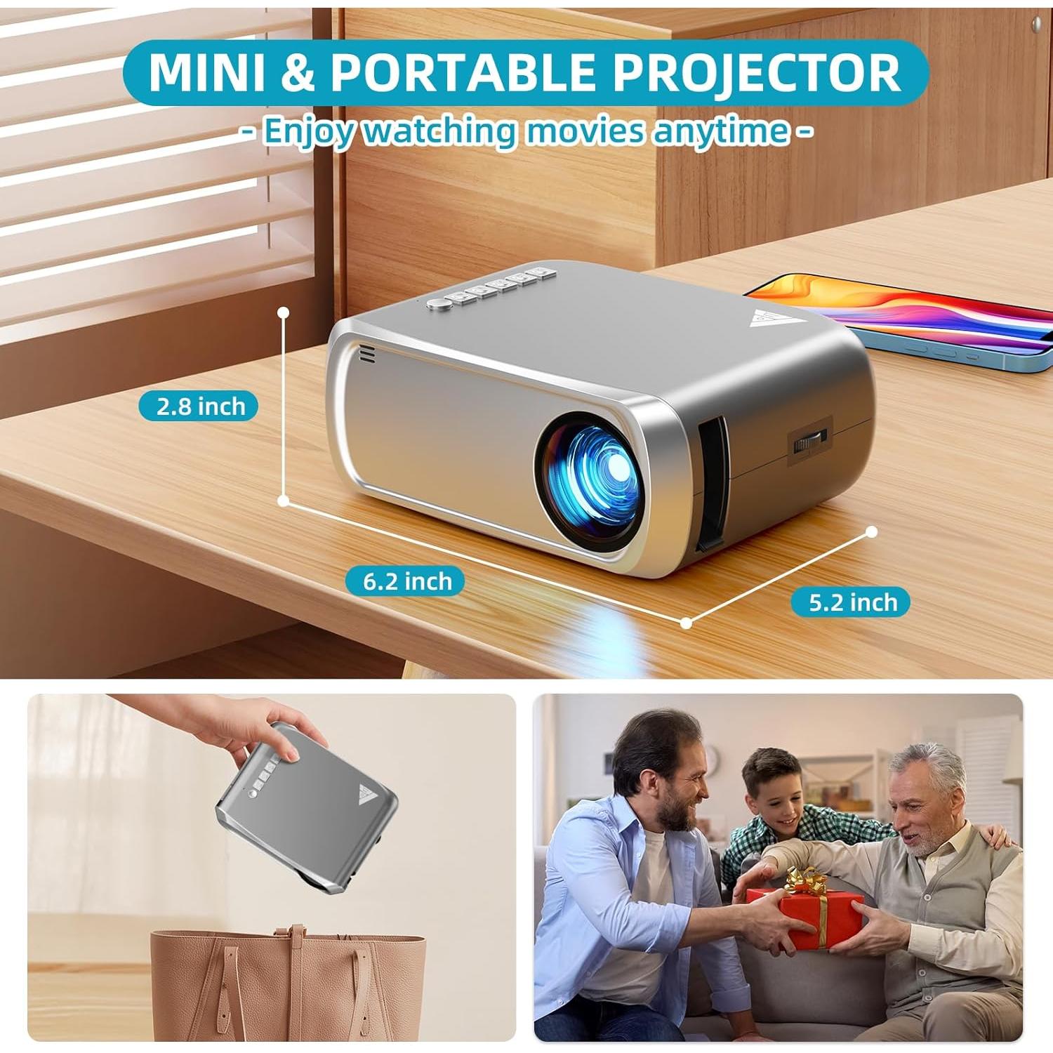Mini Proyector iTJQ WiFi Bluetooth 4K 170" Portátil