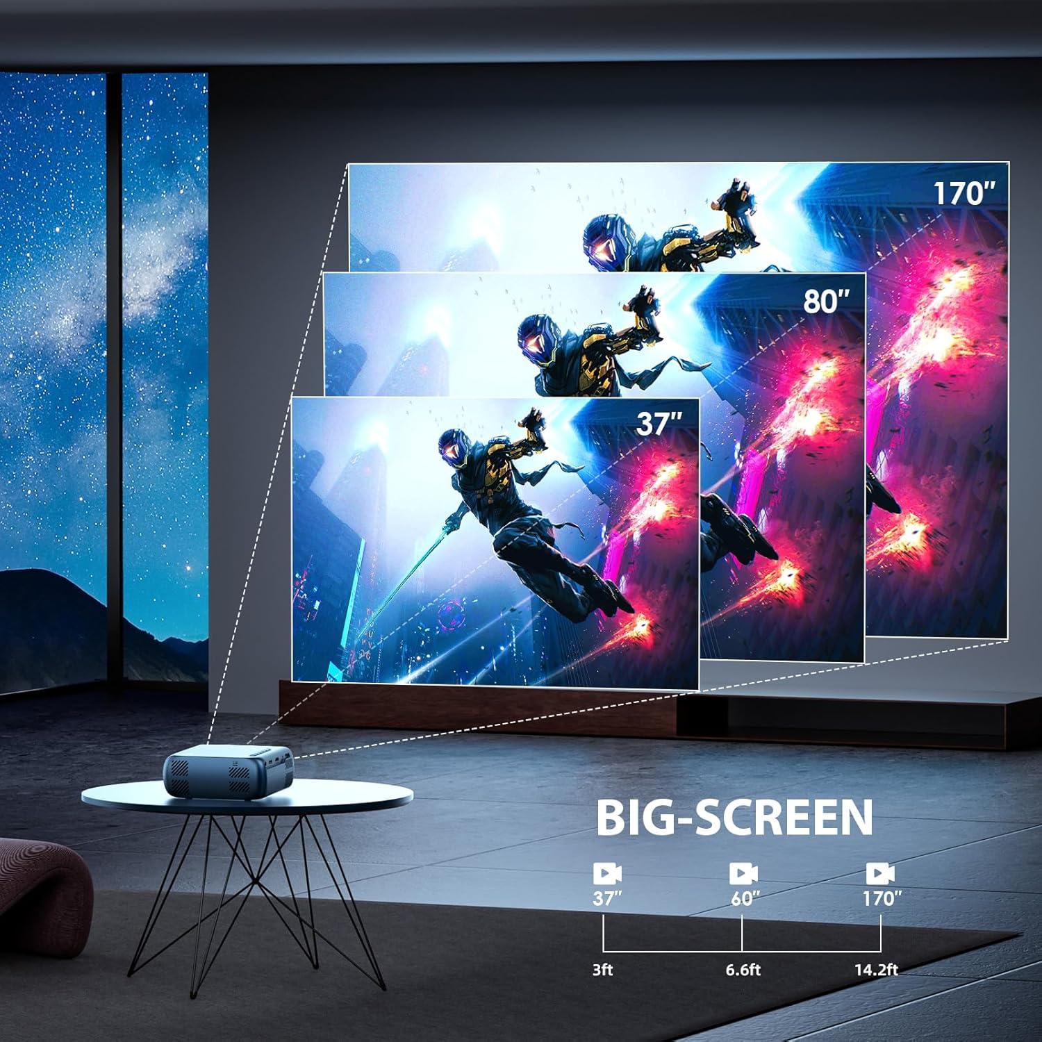 Mini Proyector iTJQ WiFi Bluetooth 4K 170" Portátil