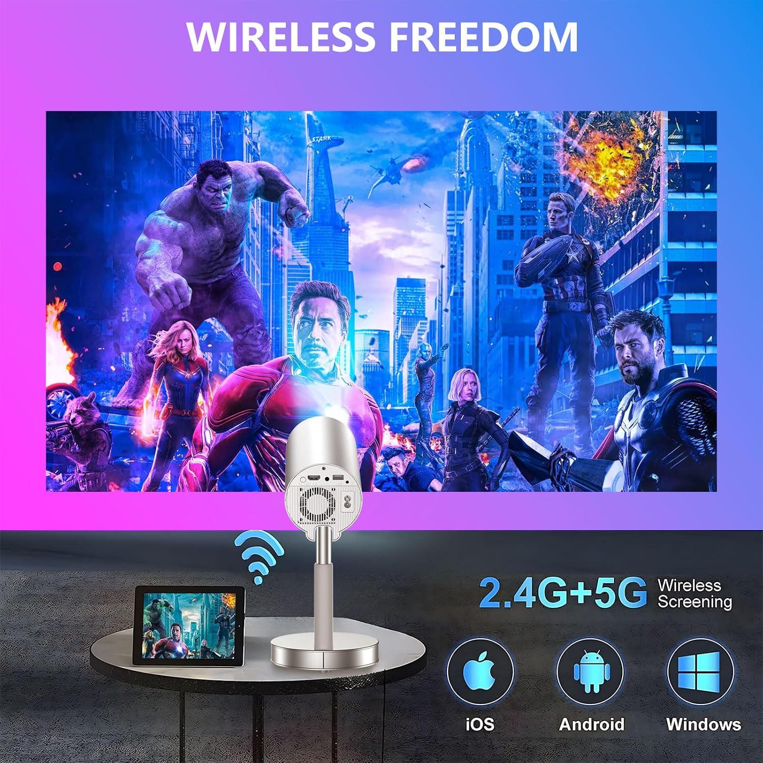 Proyector Mini UN UNITEDTIME 1080p 4K WiFi Bluetooth Oro Rosa