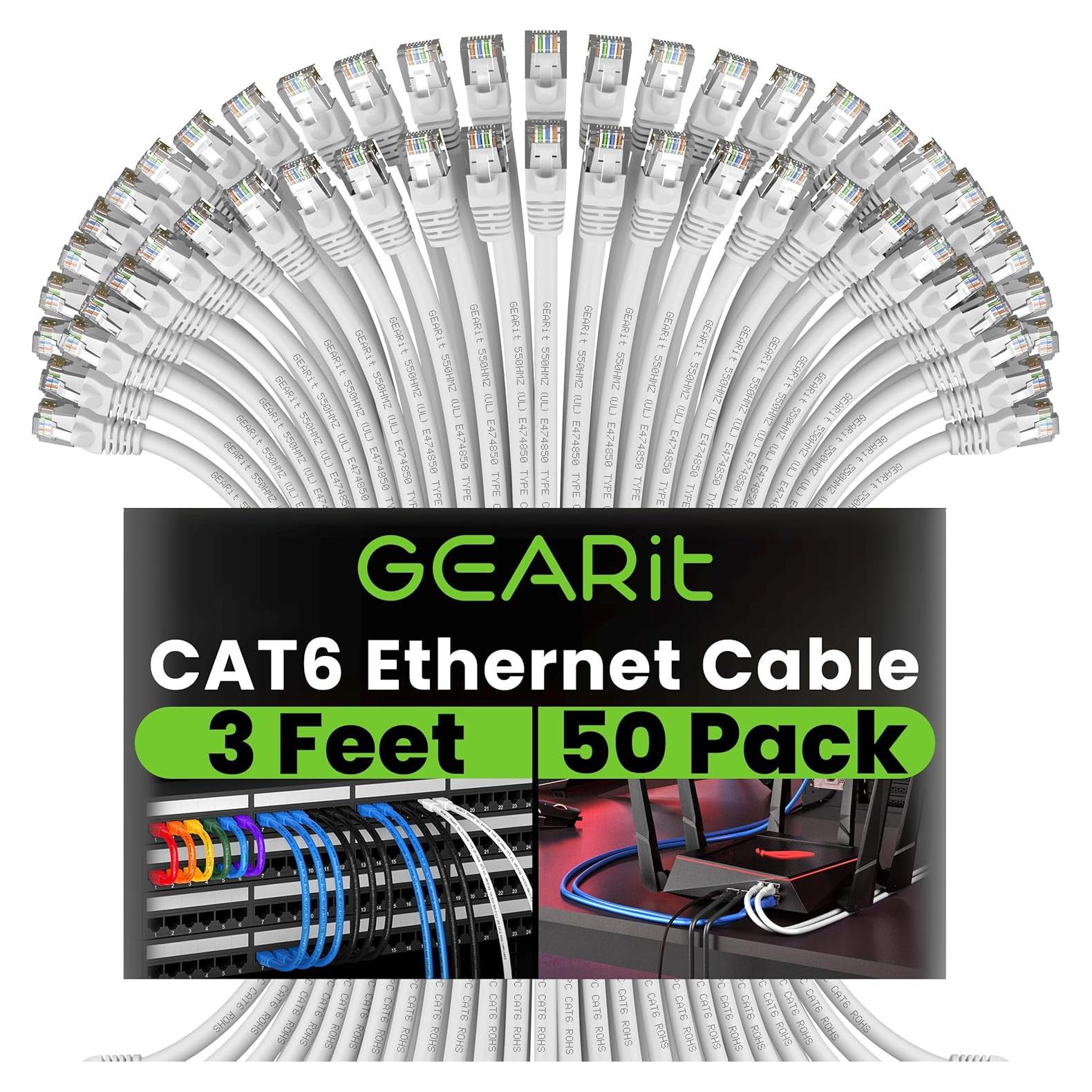 Cable Ethernet GEARit Cat 6 50 Unidades 91 cm 10Gbps RJ45