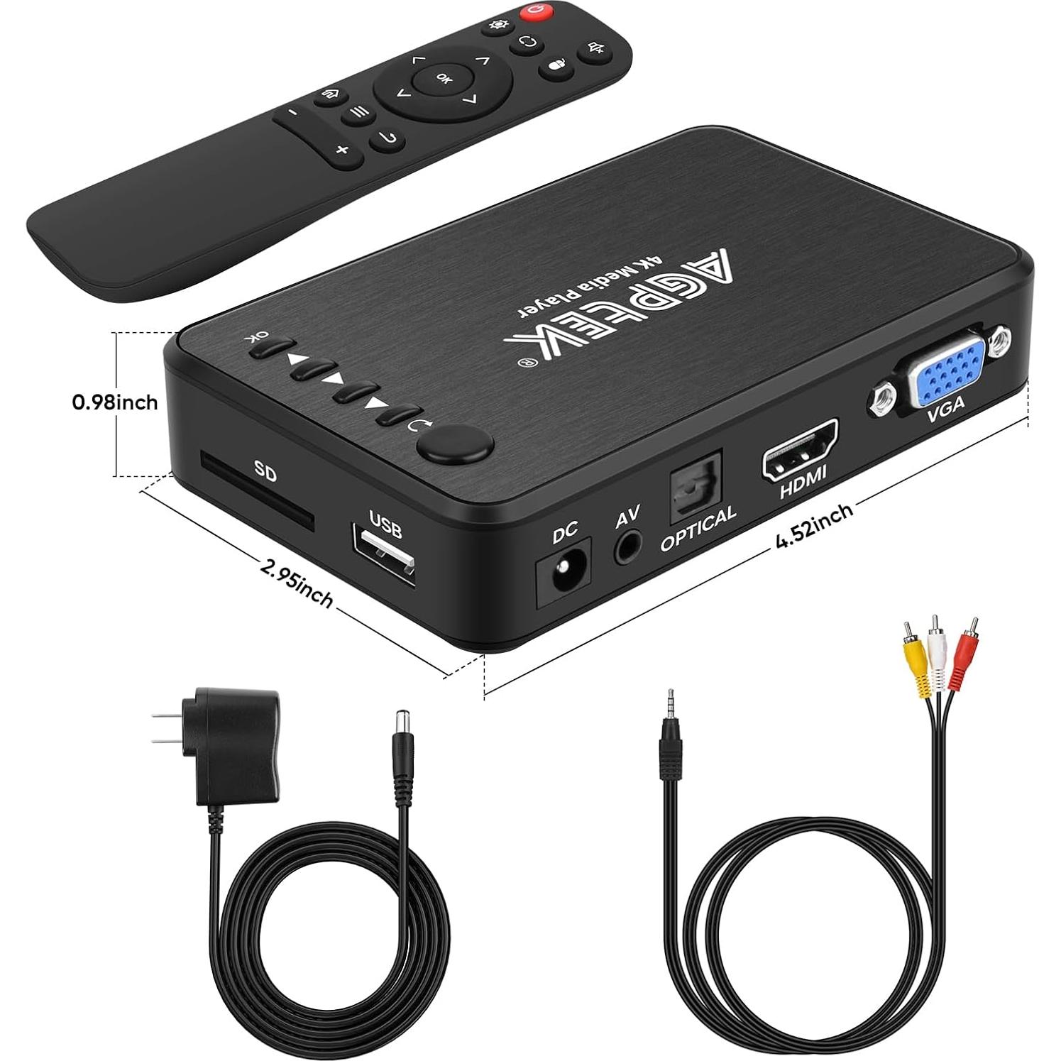Reproductor de Medios HDMI 4K AGPTEK con Salida AV/VGA