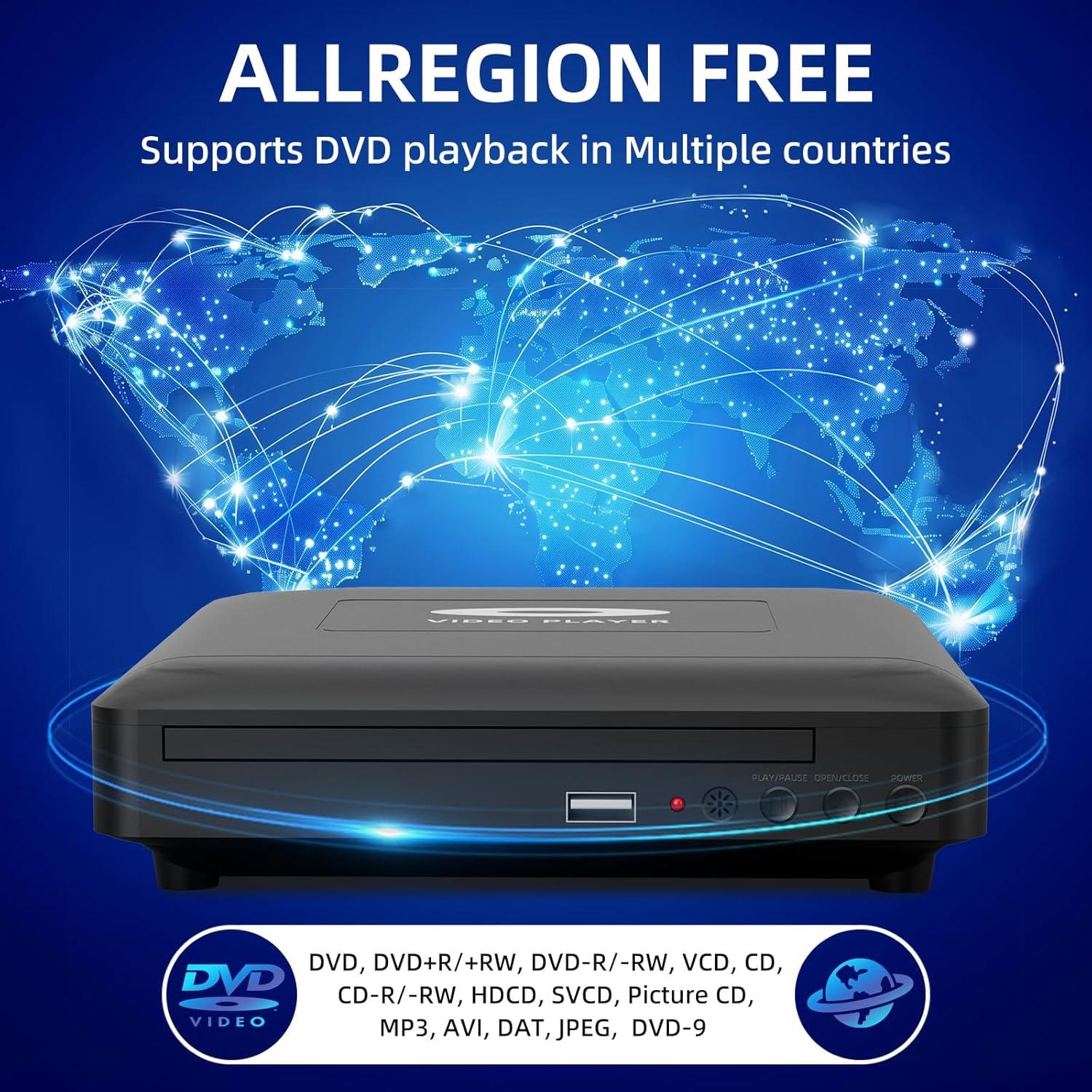 Reproductor de DVD HD Toborher Libre de Regiones 1080P HDMI