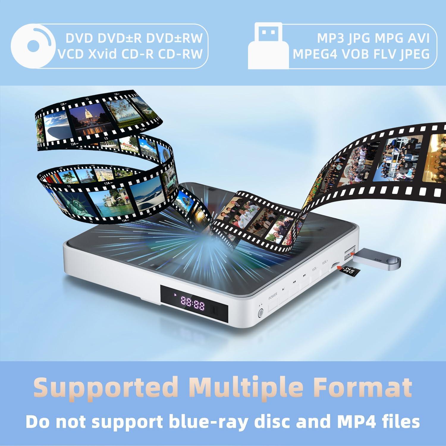 Reproductor de DVD Mini Erasiny 1080P HDMI Compacto Sin Región