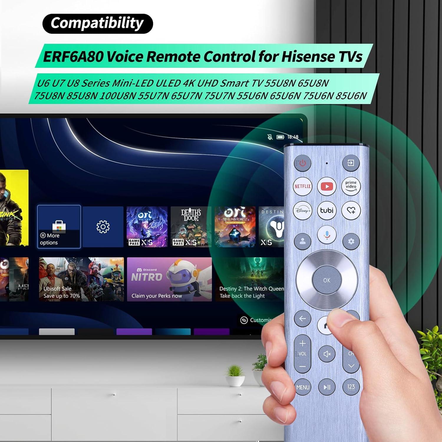 Control Remoto de Voz WDZP para Hisense U6 U7 U8 4K UHD