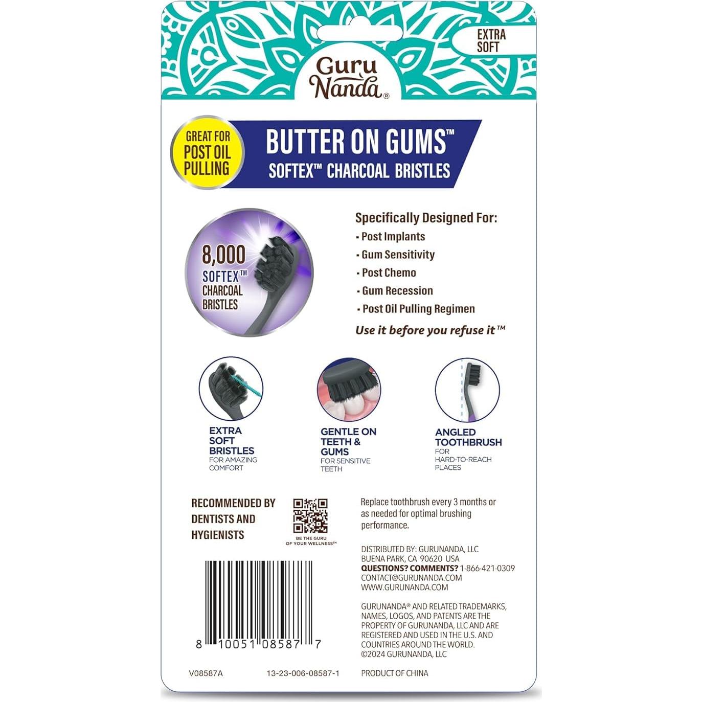 Cepillo de dientes GuruNanda Carbón 8000 cerdas suaves 6 unidades