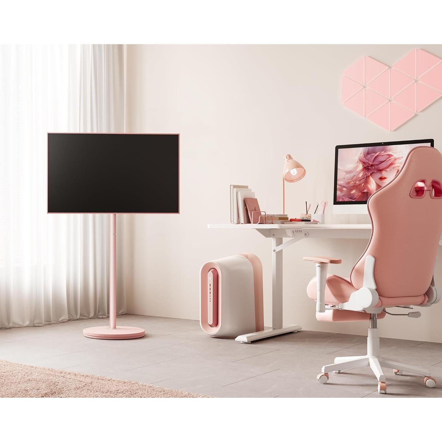 Carro de TV Rodante FITUEYES Rosa 24-48" Ajustable VESA